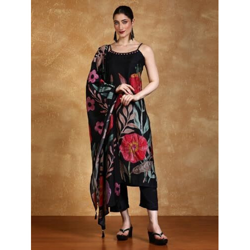 Varanga Bold Floral Printed Kurta With Trouser & Dupatta