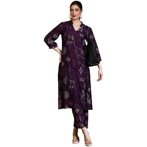 Varanga Bandhani Printed Kurta With Trouser Purple