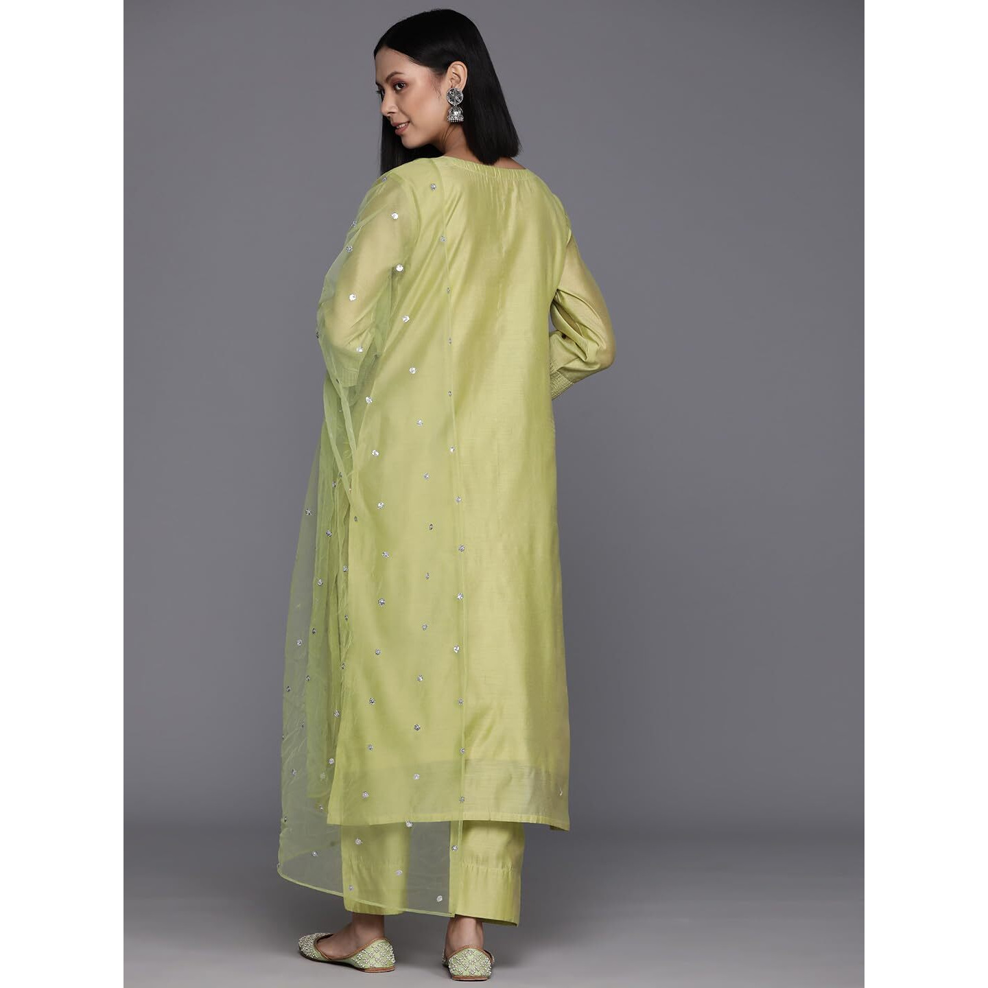 Varanga Floral Embroidered Regular Chanderi Silk Kurta With Trousers & Dupatta