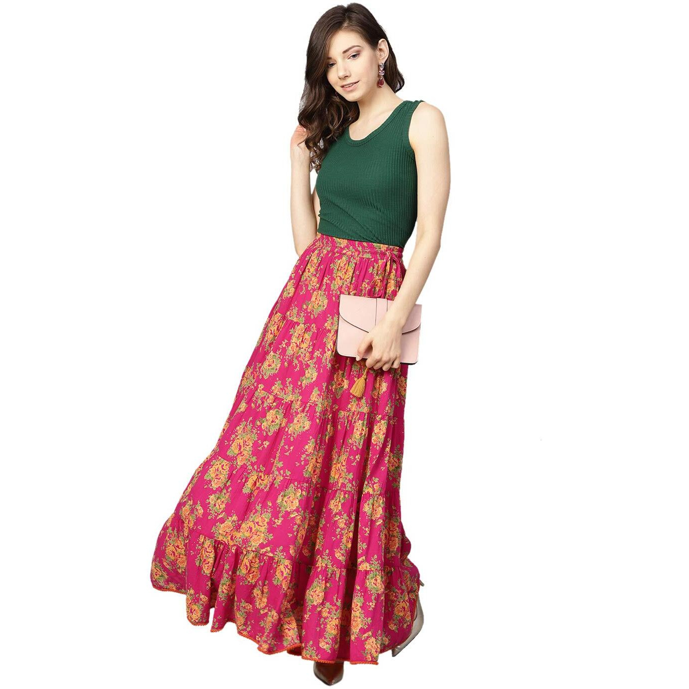Varanga Cotton Full Skirt (Vars229835_Fuchsia_34)