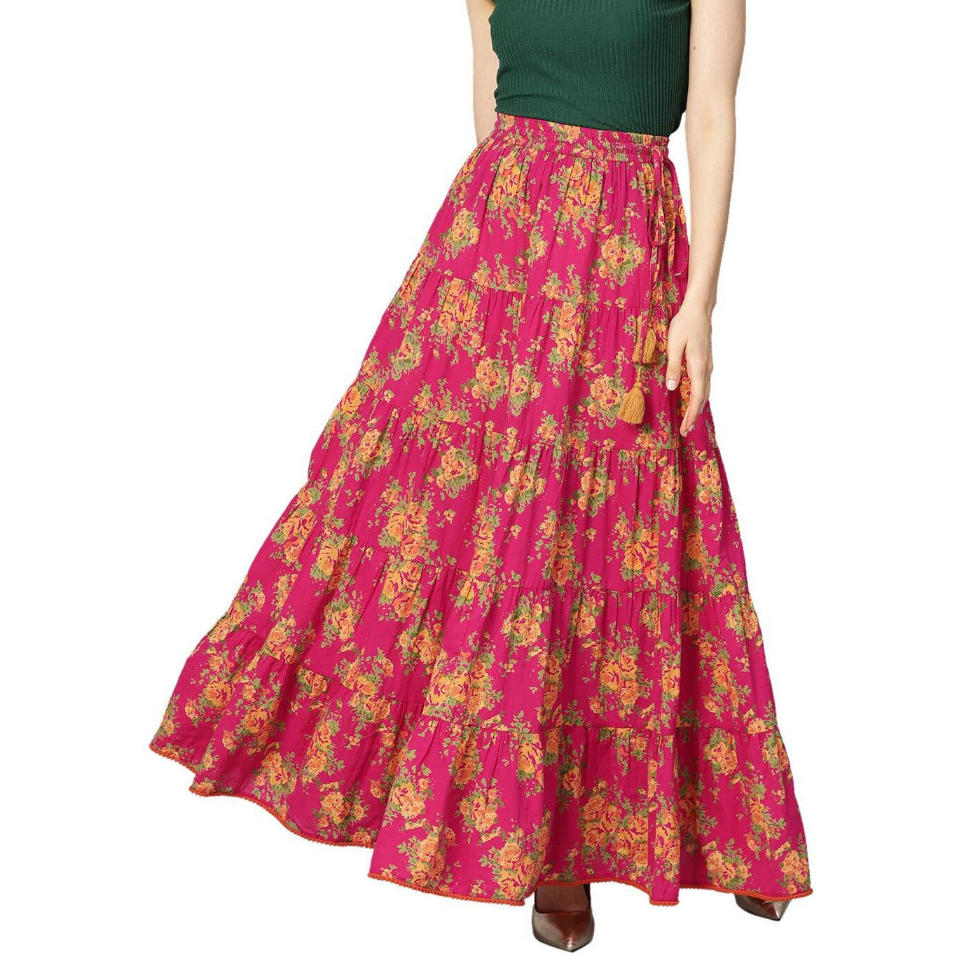Varanga Cotton Full Skirt (Vars229835_Fuchsia_34)
