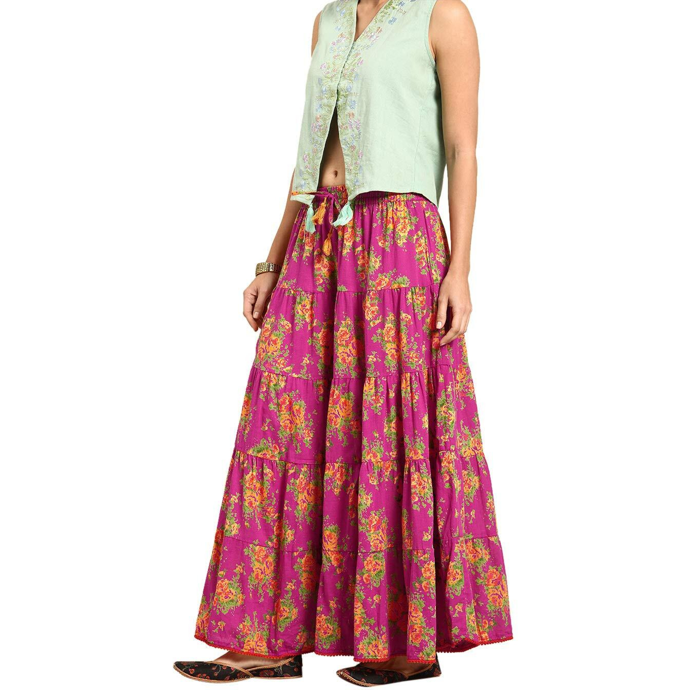 Varanga Cotton Full Skirt (Kj_Vars229835_Fuchsia_30)