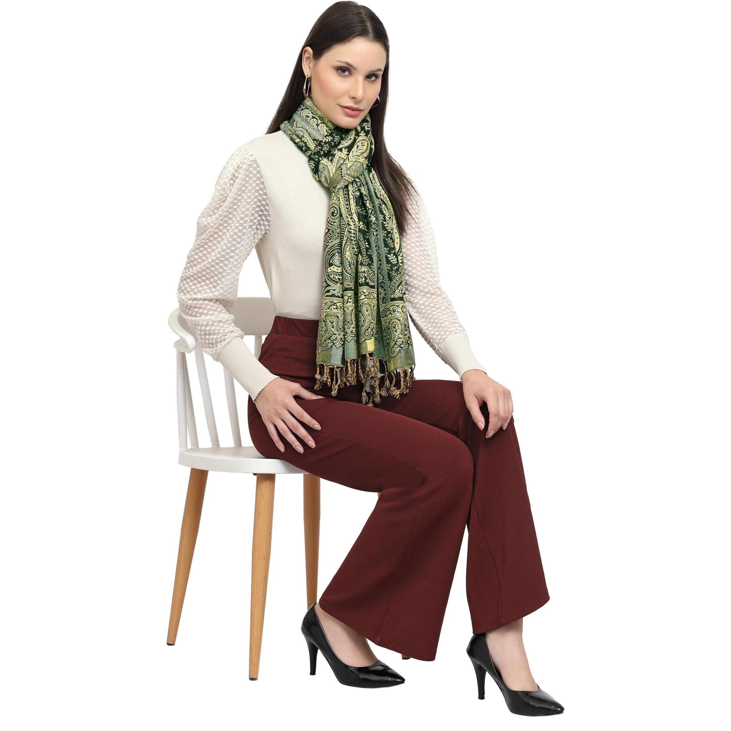 Weavers Villa 100% Soft Viscose Women's Summer/Autumn Scarf, Stoles, Scarves (New Green)