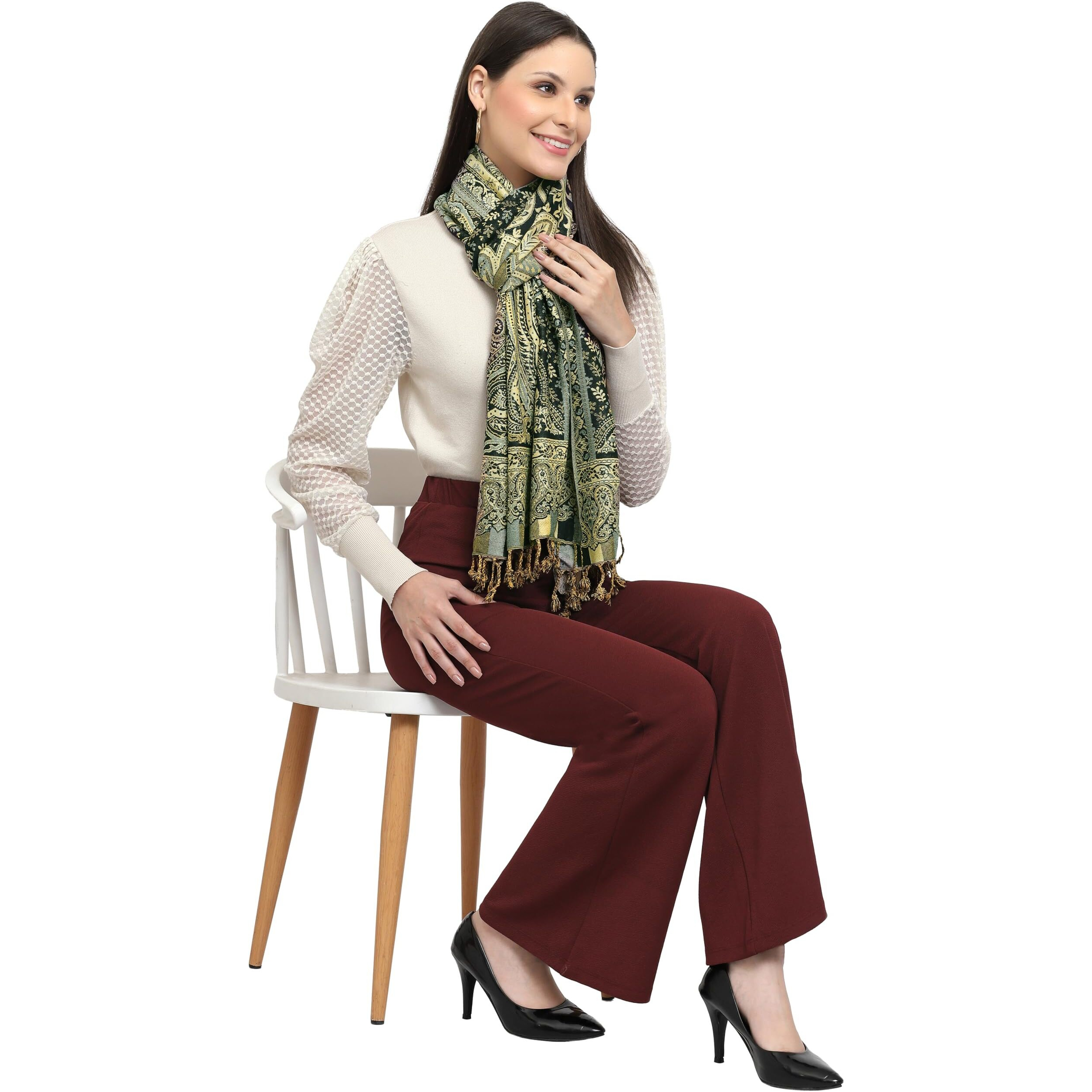 Weavers Villa 100% Soft Viscose Women's Summer/Autumn Scarf, Stoles, Scarves (New Green)