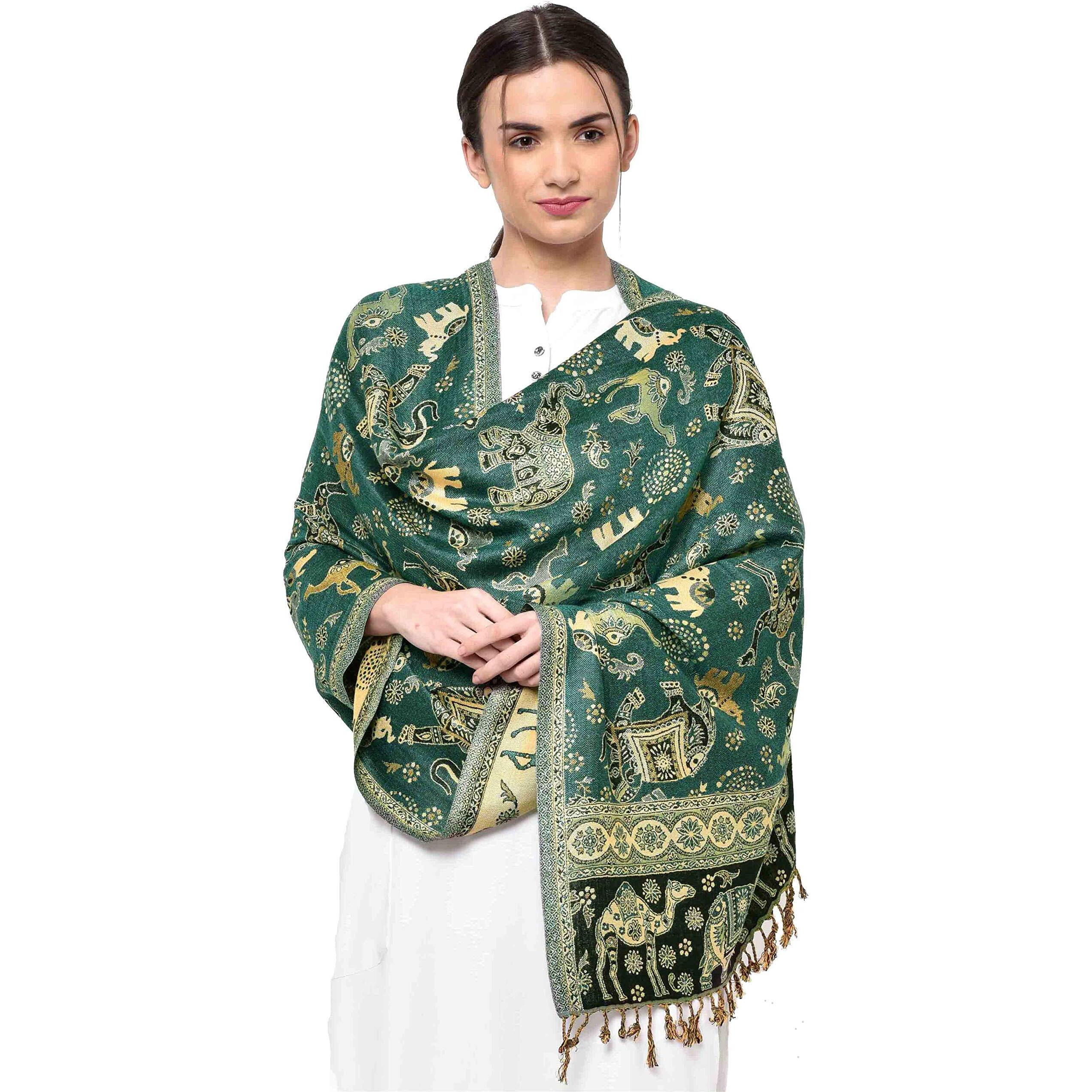 Weavers Villa 100% Soft Viscose Women's Multicolored Summer/Autumn Scarf, Stoles, Scarves, Newgreen, 70Cm X 200Cm