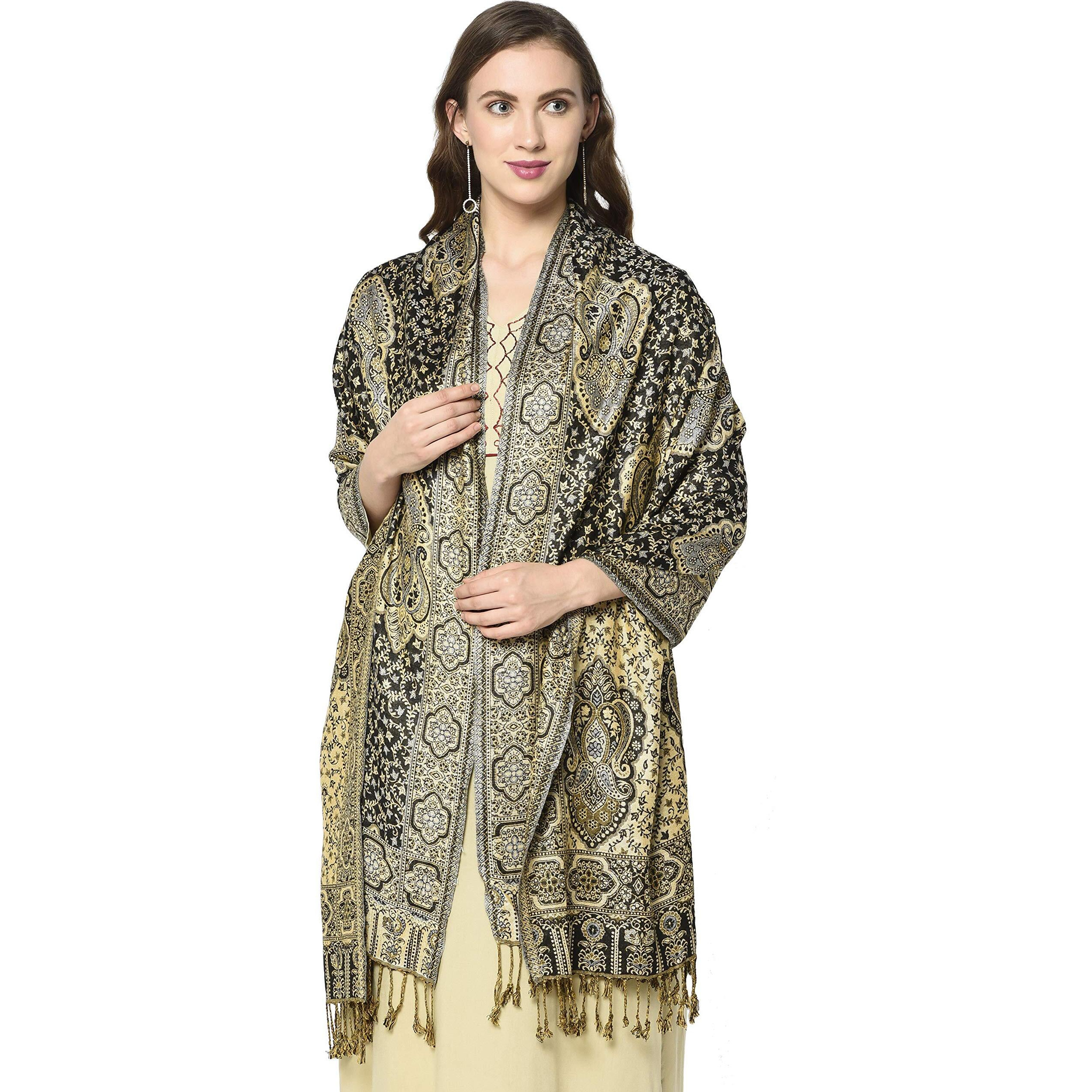 Weavers Villa 100% Soft Viscose Women's Scarf, Stoles, Scarves (Black), 70Cm X 200Cm