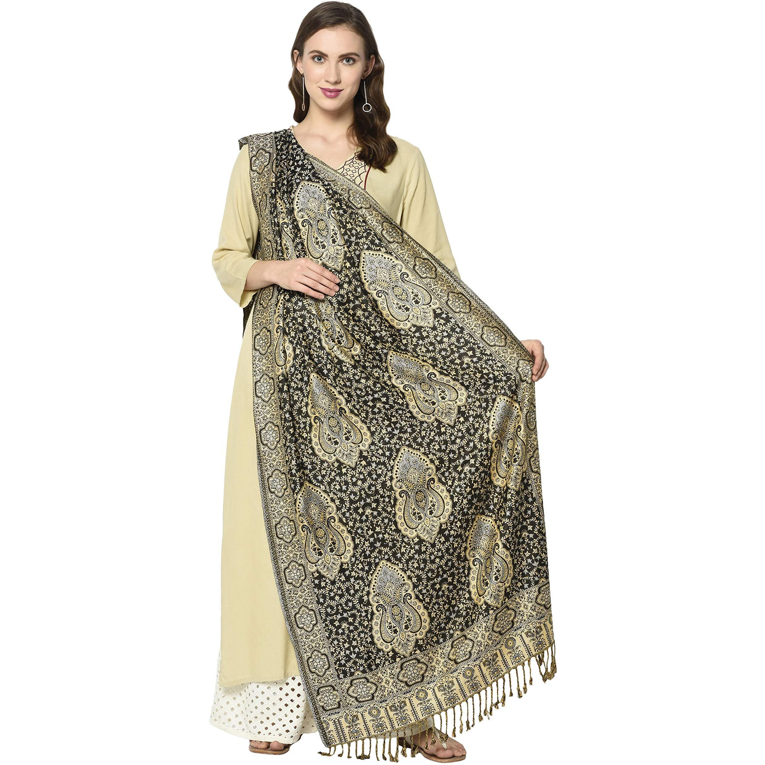 Weavers Villa 100% Soft Viscose Women's Scarf, Stoles, Scarves (Black), 70Cm X 200Cm