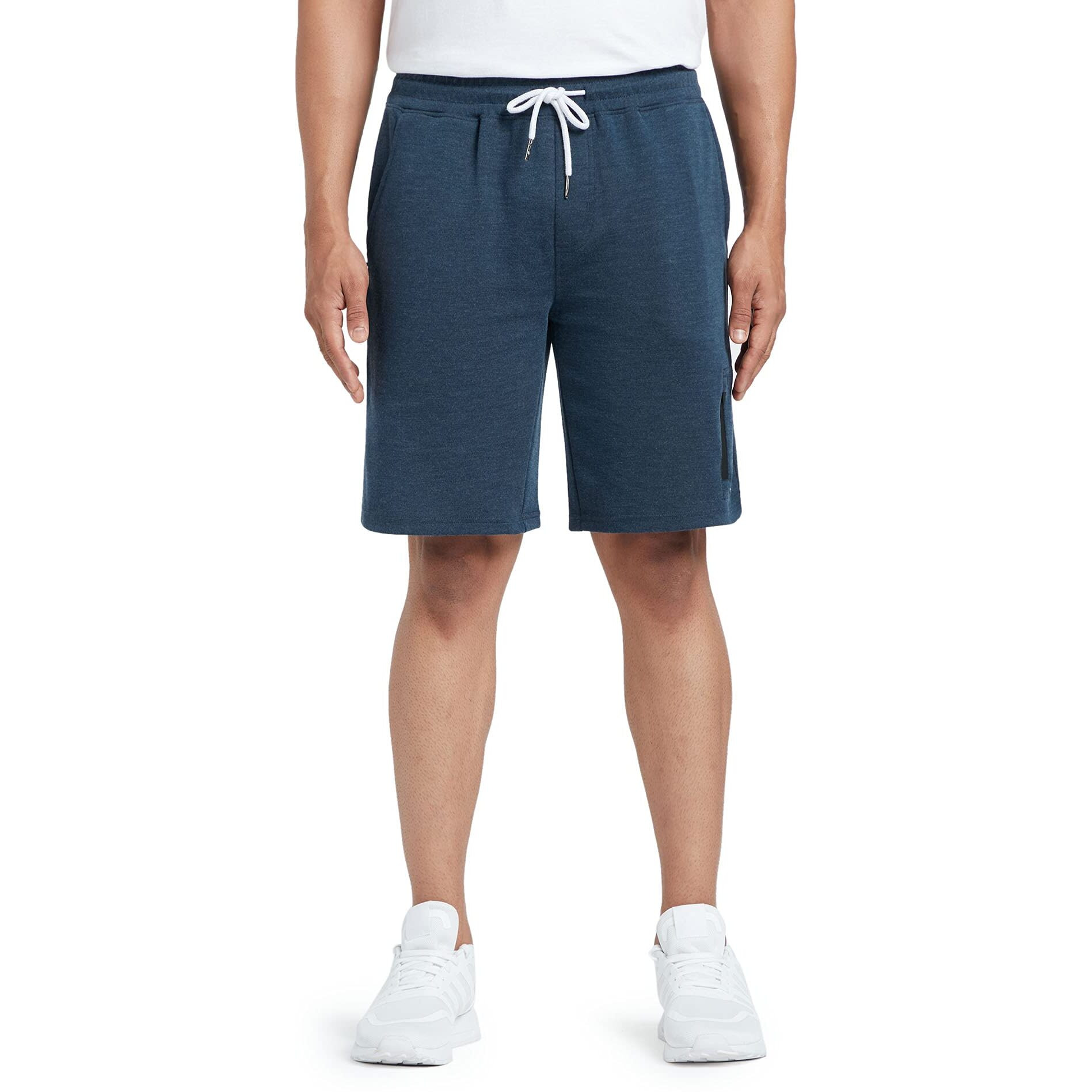 Xyxx Athleisure Men's Cotton Melange Shorts | Ultra-Smooth Casual Everyday Wear | Tailored Relaxed Fit Solid Hype Shorts With Zipper Pocket | Pack Of 3 (Medley Black+Medley Grey+Medley Blue, Medium)