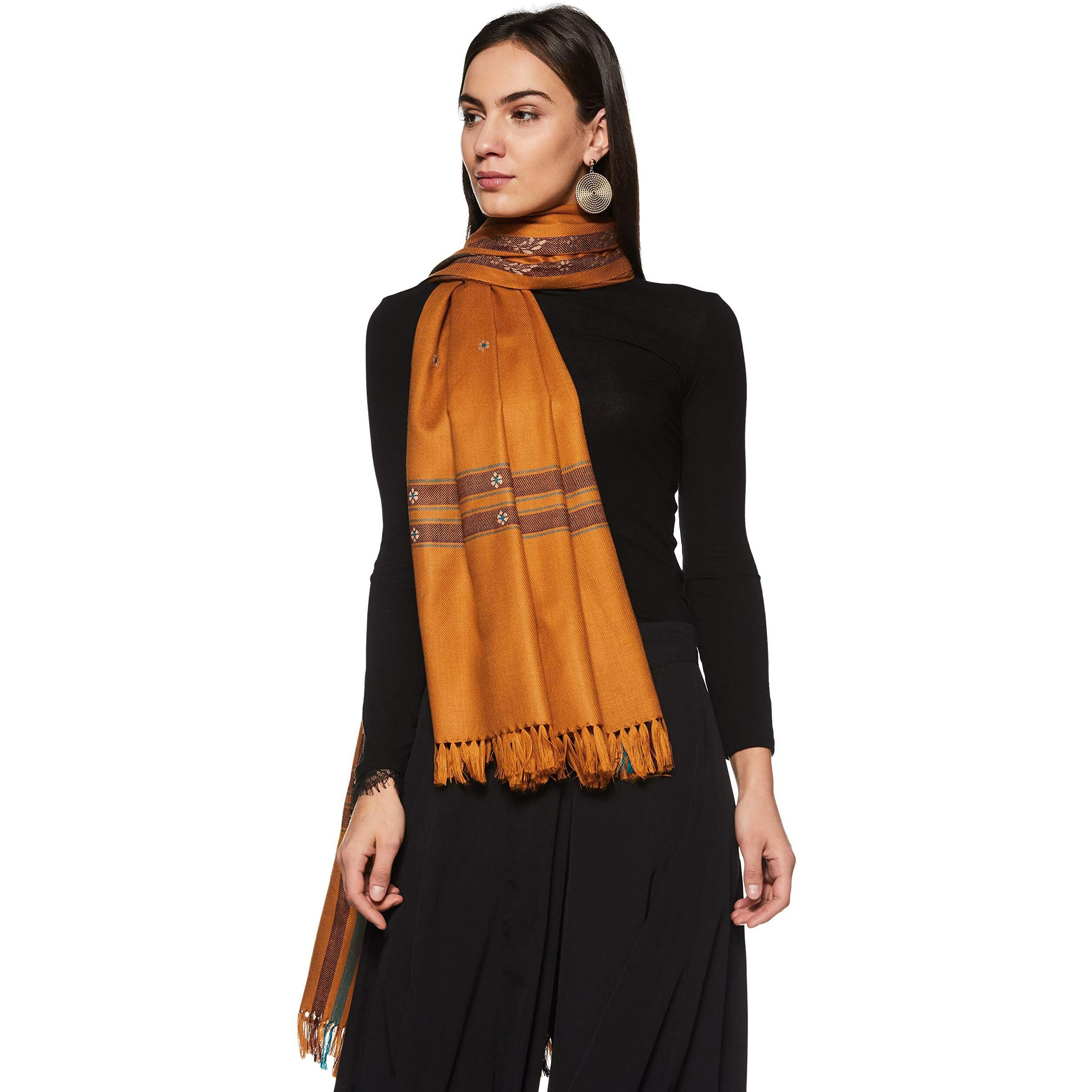 Weavers Villa - Women's Kashmiri Gorgeous Yellow Shawls,Stoles, 100Cm X 200Cm