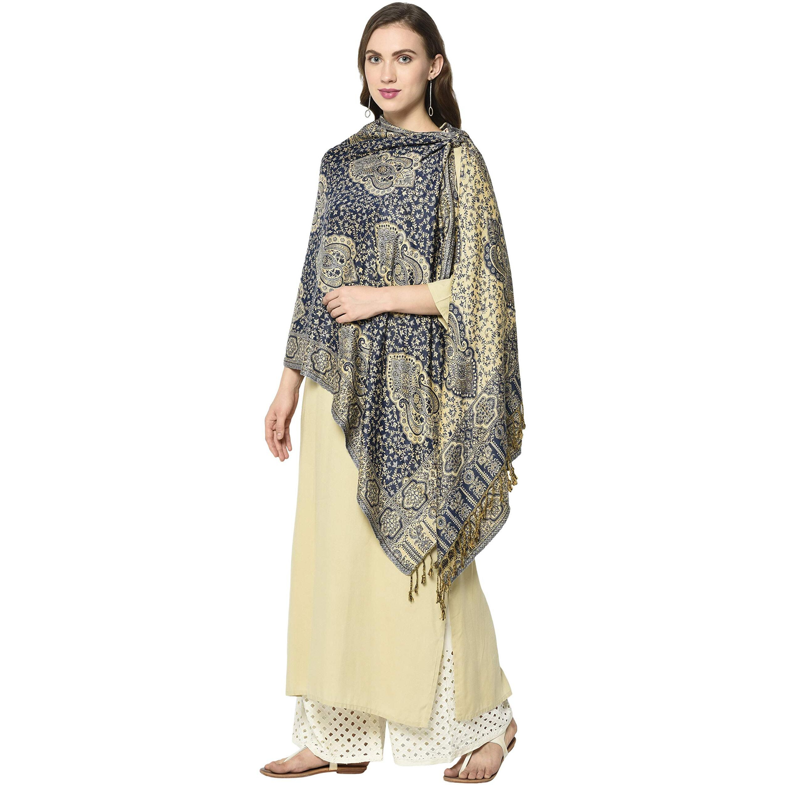 Weavers Villa 100% Soft Viscose Women's Scarf, Stoles, Scarves (Navyblue), 70Cm X 200Cm