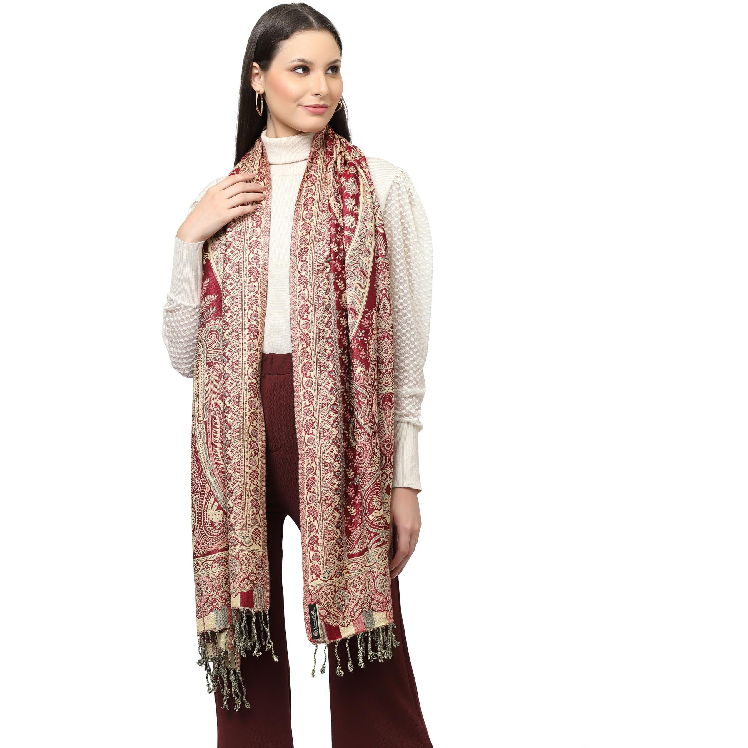 Weavers Villa 100% Soft Viscose Women's Summer/Autumn Scarf, Stoles, Scarves (Pink)