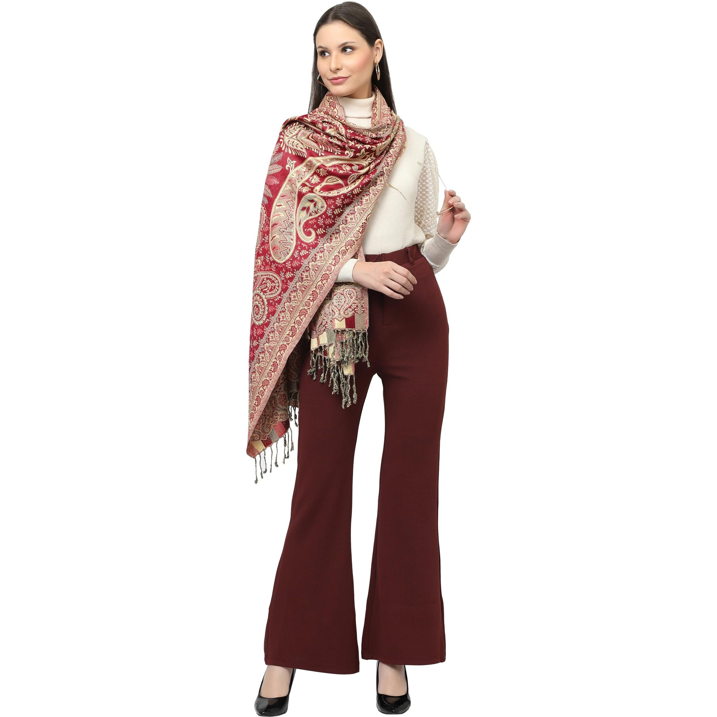 Weavers Villa 100% Soft Viscose Women's Summer/Autumn Scarf, Stoles, Scarves (Pink)