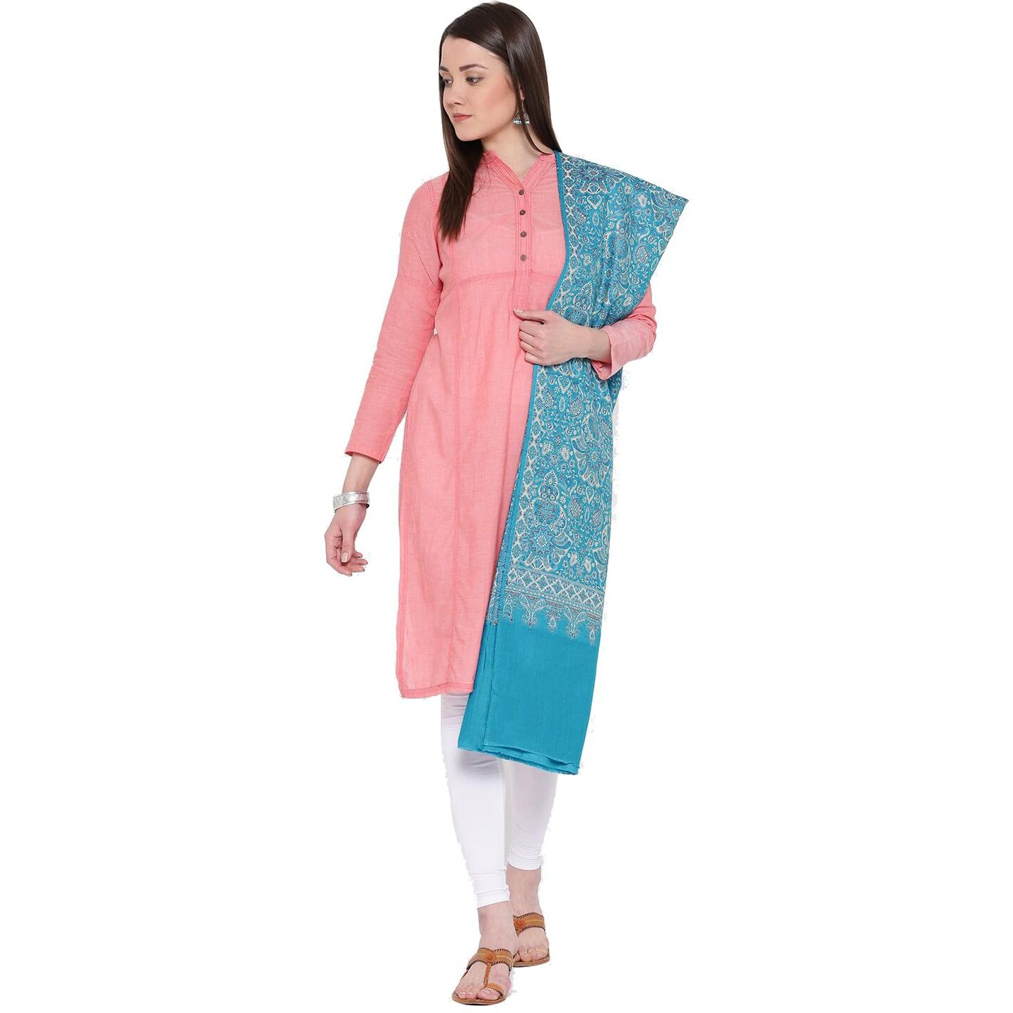 Weavers Villa Acro Wool Women's Shawl, 100Cm X 200Cm (Aqua)