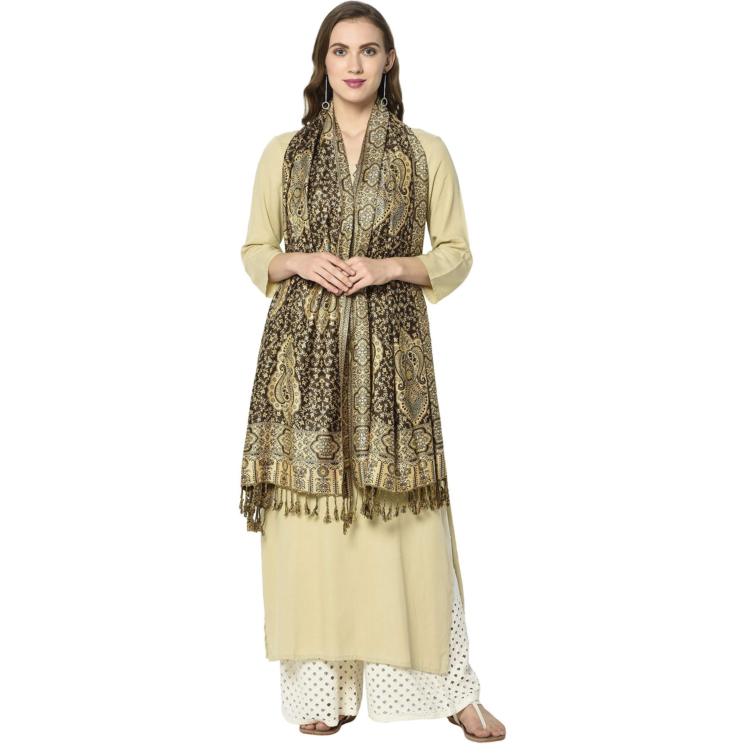 Weavers Villa 100% Soft Viscose Women's Scarf, Stoles, Scarves (Coffee), 70Cm X 200Cm