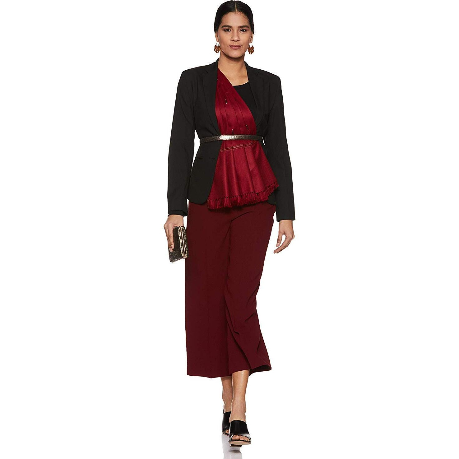 Weavers Villa - Women's Kashmiri Buty Work Maroon Acrylic Shawls, Stoles, 100Cm X 200Cm