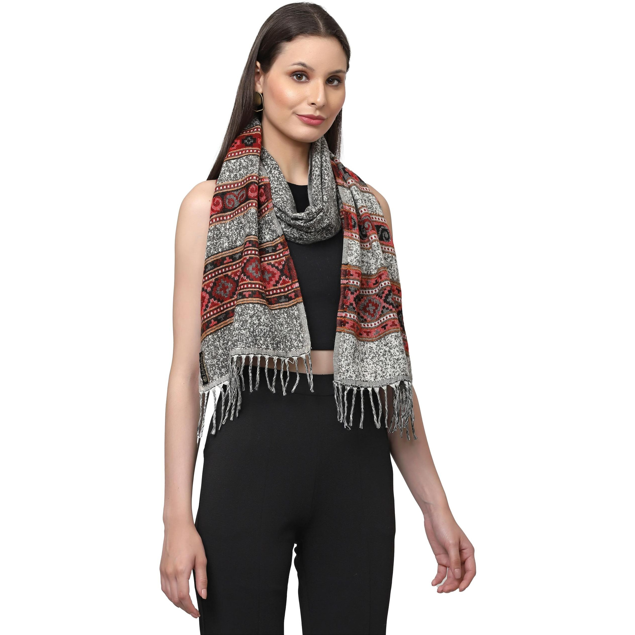 Weavers Villa Acro Wool Women's Muffler (Mf-902,Grey Size 34Cm X 200Cm)