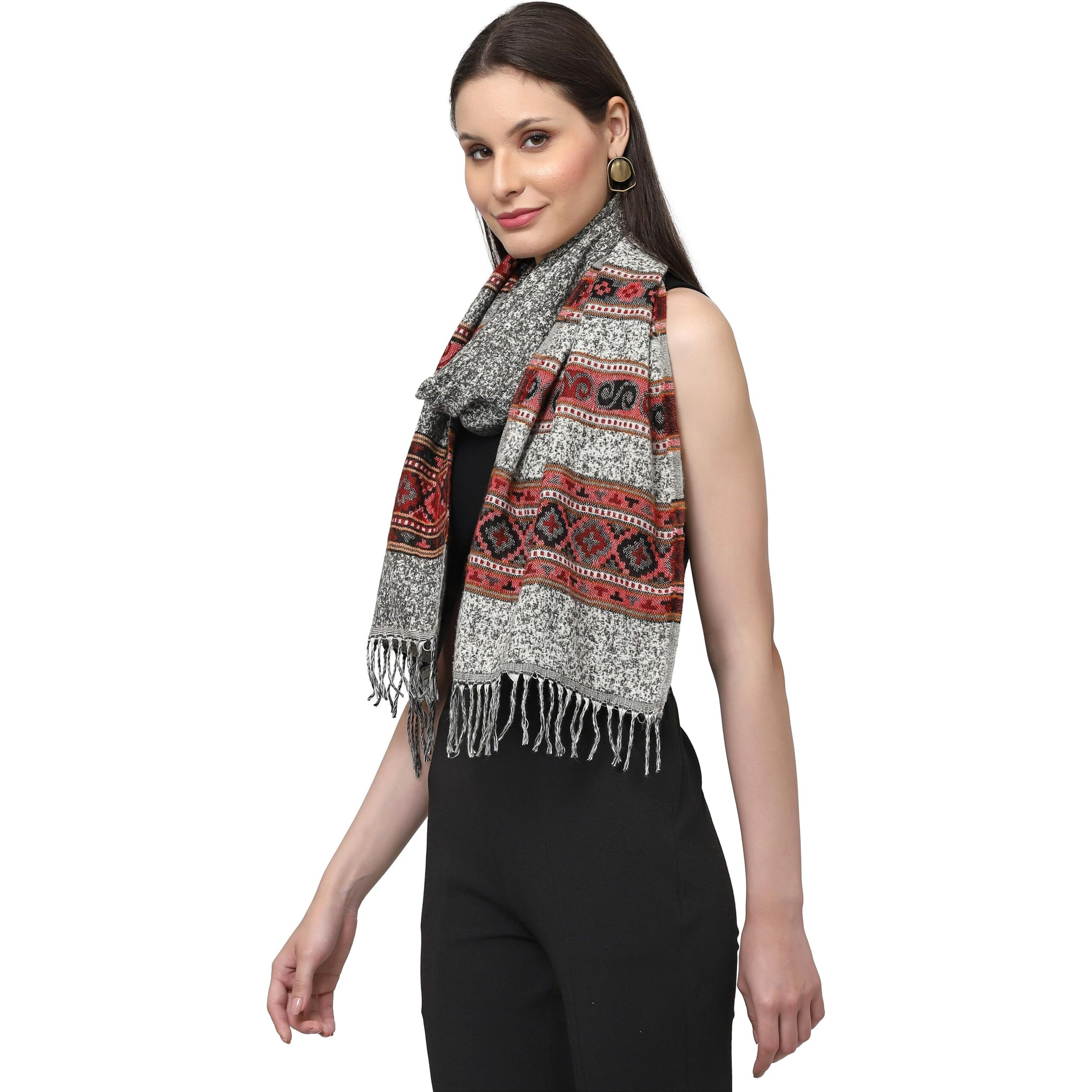 Weavers Villa Acro Wool Women's Muffler (Mf-902,Grey Size 34Cm X 200Cm)