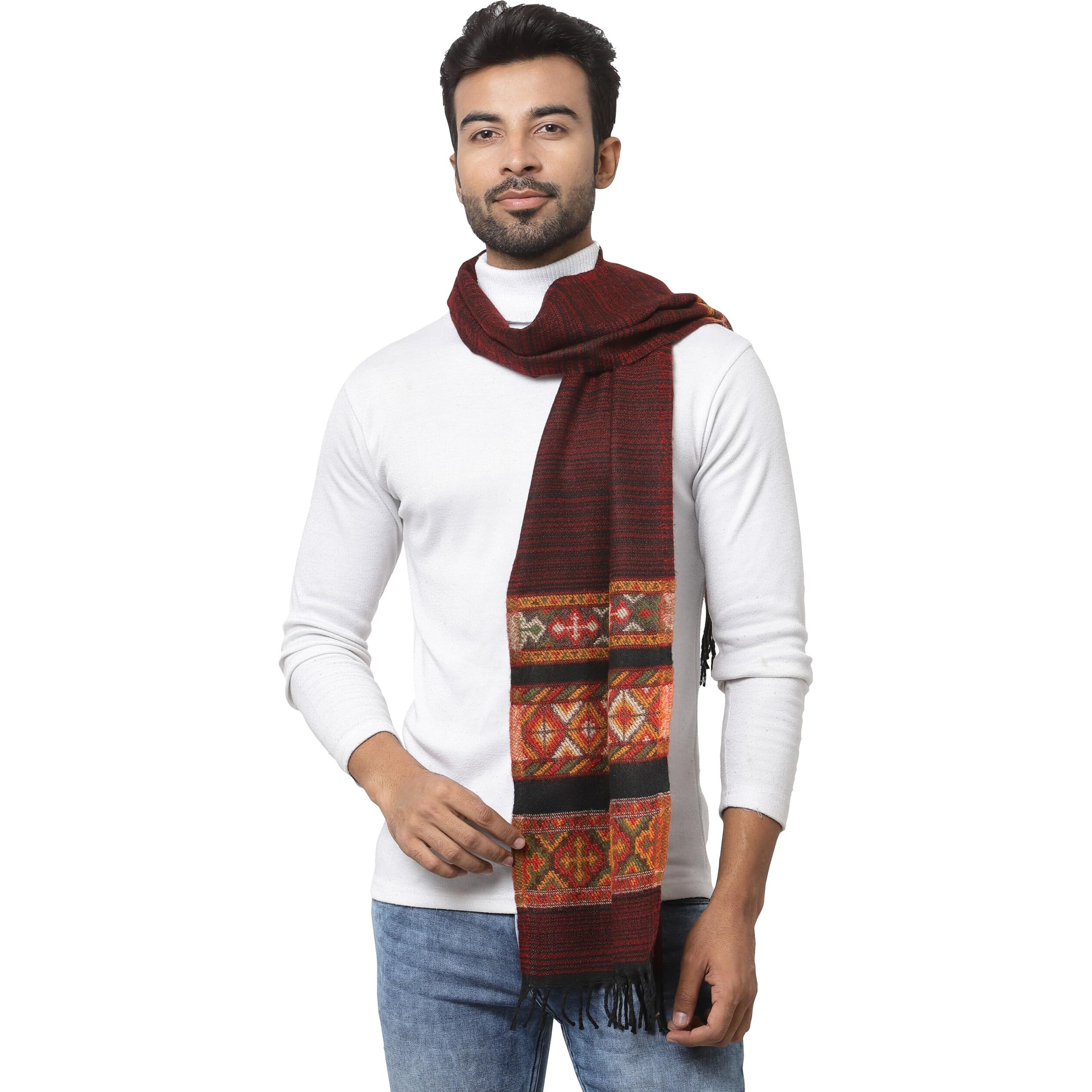 Weavers Villa Acro Wool Men's Muffler (Mf-902,Maroon Size 34Cm X 200Cm)