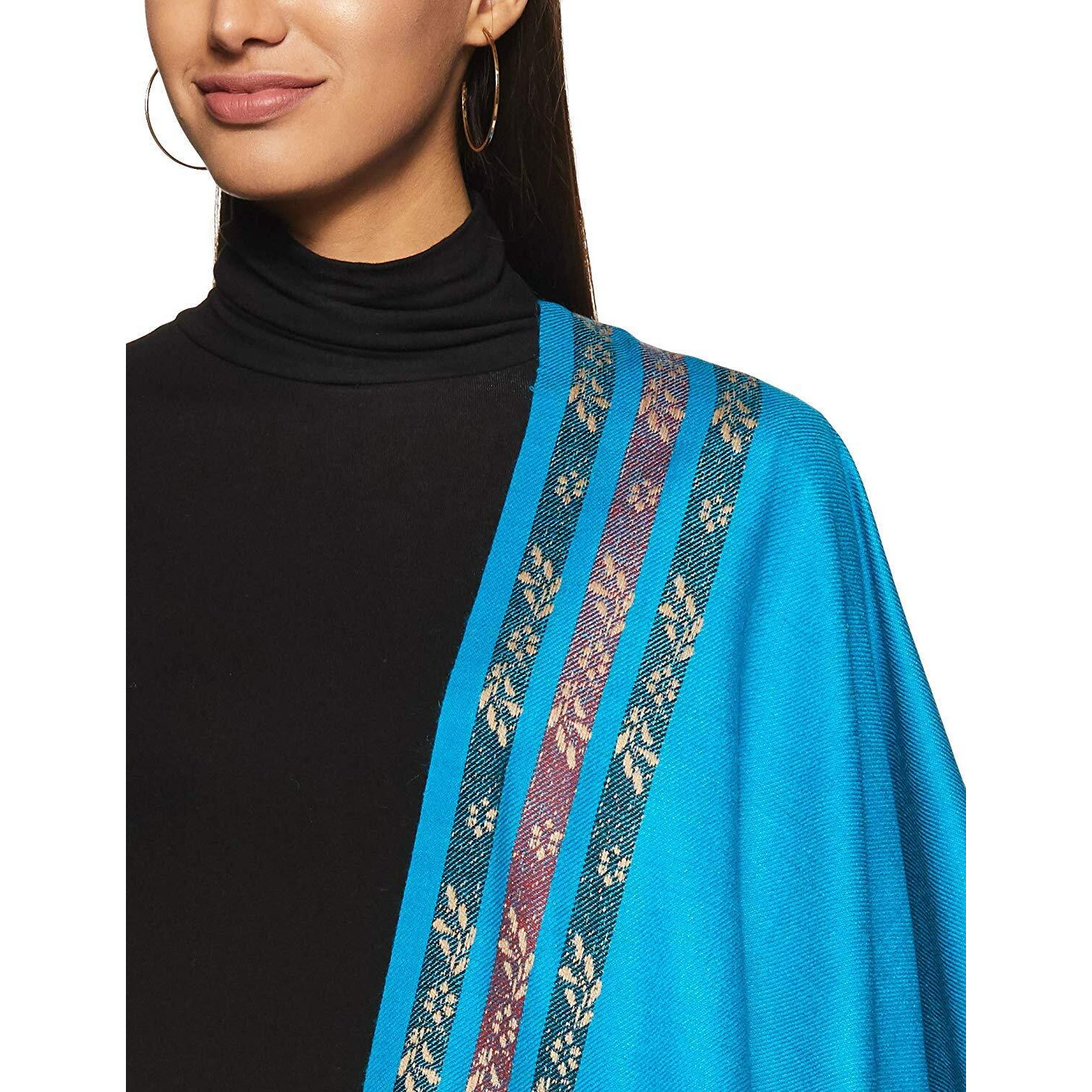 Weavers Villa - Women's Kashmiri Gorgeous Trendy Shawls And Stoles (Blue), 100Cm X 200Cm
