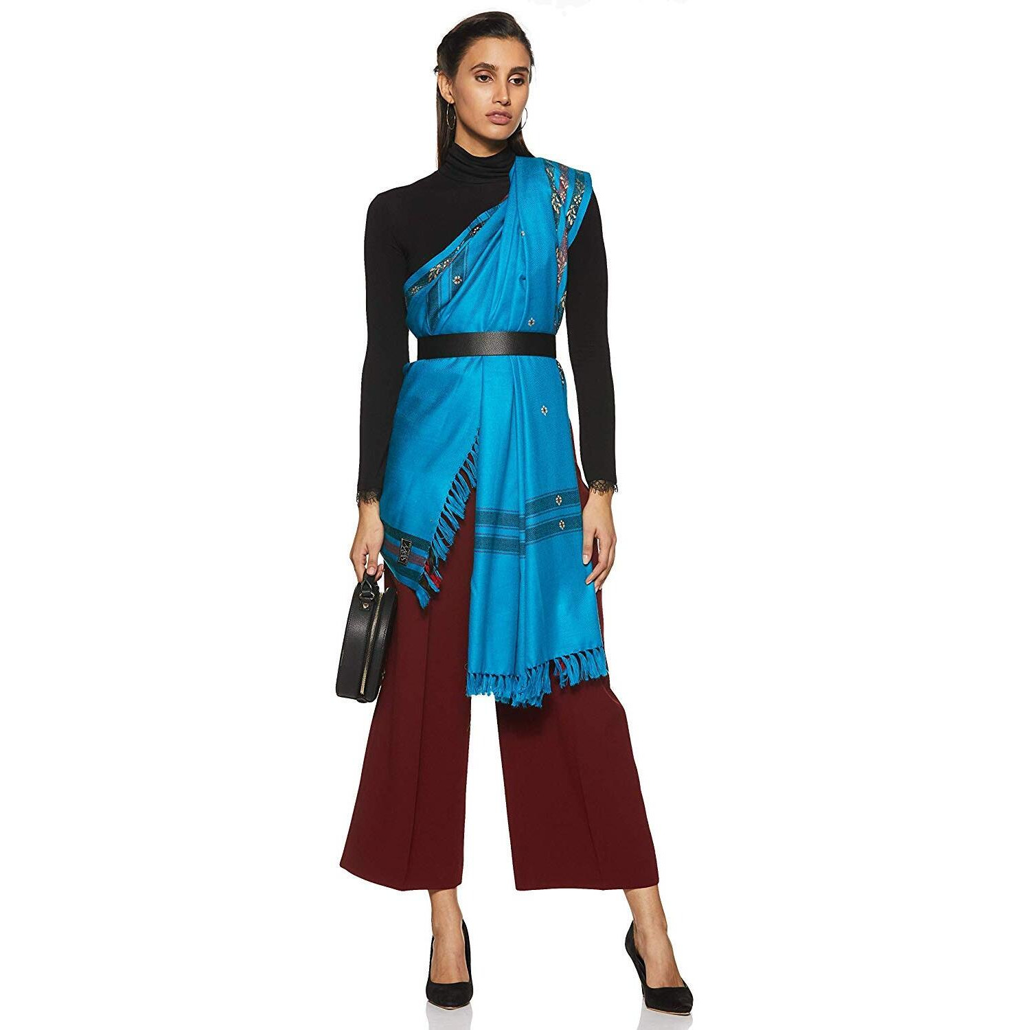 Weavers Villa - Women's Kashmiri Gorgeous Trendy Shawls And Stoles (Blue), 100Cm X 200Cm