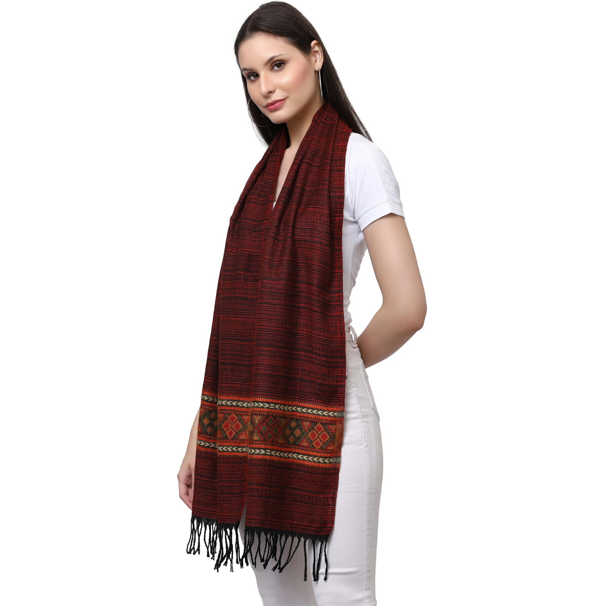 Weavers Villa Acro Wool Women's Muffler (Mf-901,Maroon, Size 34Cm X 200Cm)