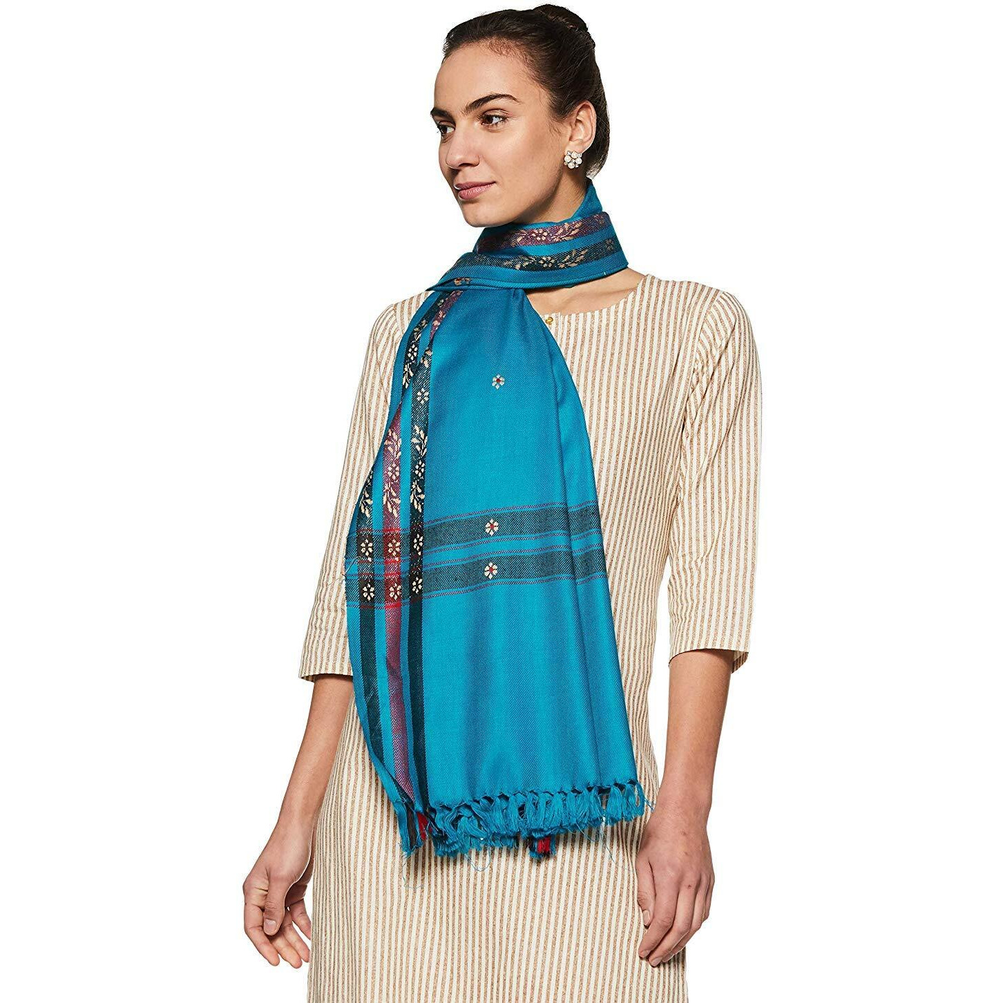 Weavers Villa - Women's Kashmiri Gorgeous Blue Shawls,Stoles, 100Cm X 200Cm