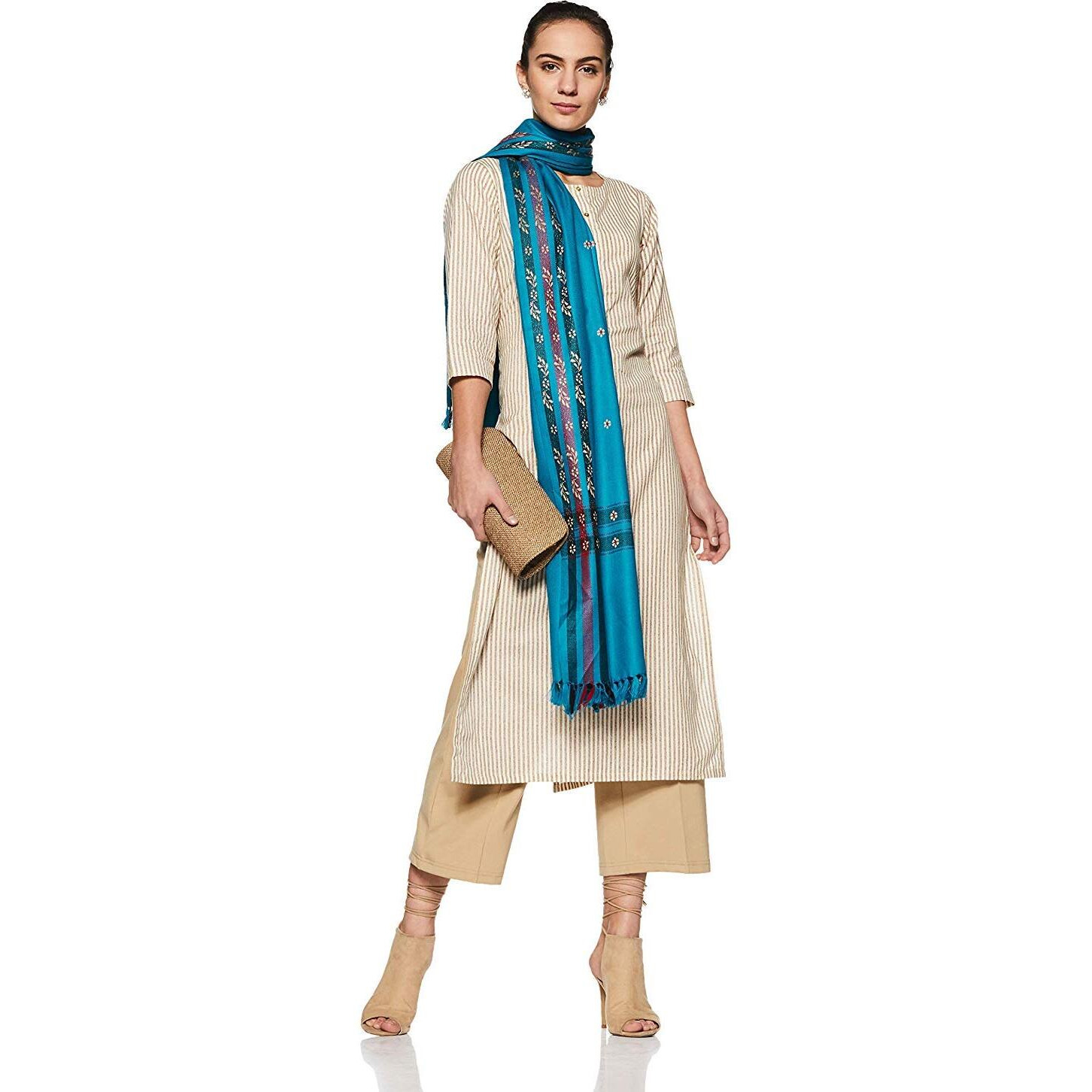 Weavers Villa - Women's Kashmiri Gorgeous Blue Shawls,Stoles, 100Cm X 200Cm