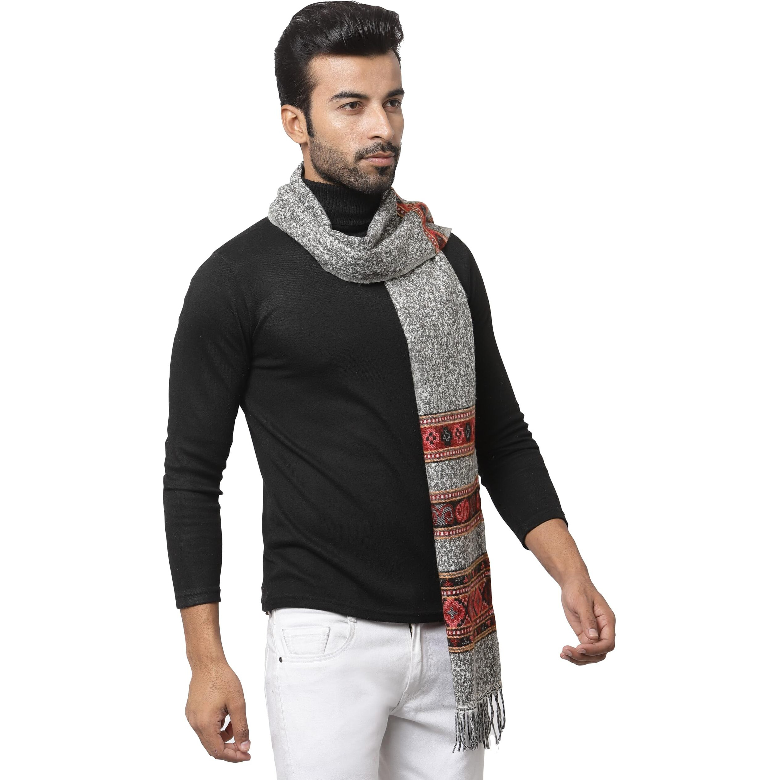 Weavers Villa Acro Wool Men's Muffler (Mf-902,Grey Size 34Cm X 200Cm)