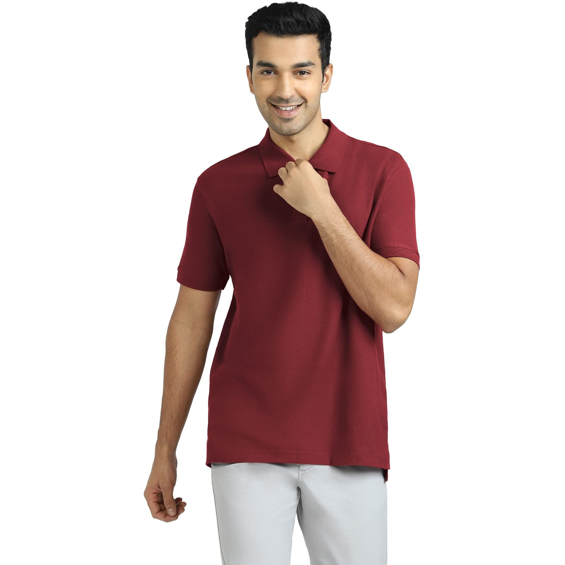 Xyxx Men's Element Combed Cotton Polo T-Shirts - Ultra-Soft & Breathable T-Shirts For Men With High Moisture Absorption (S Bold Burgundy)