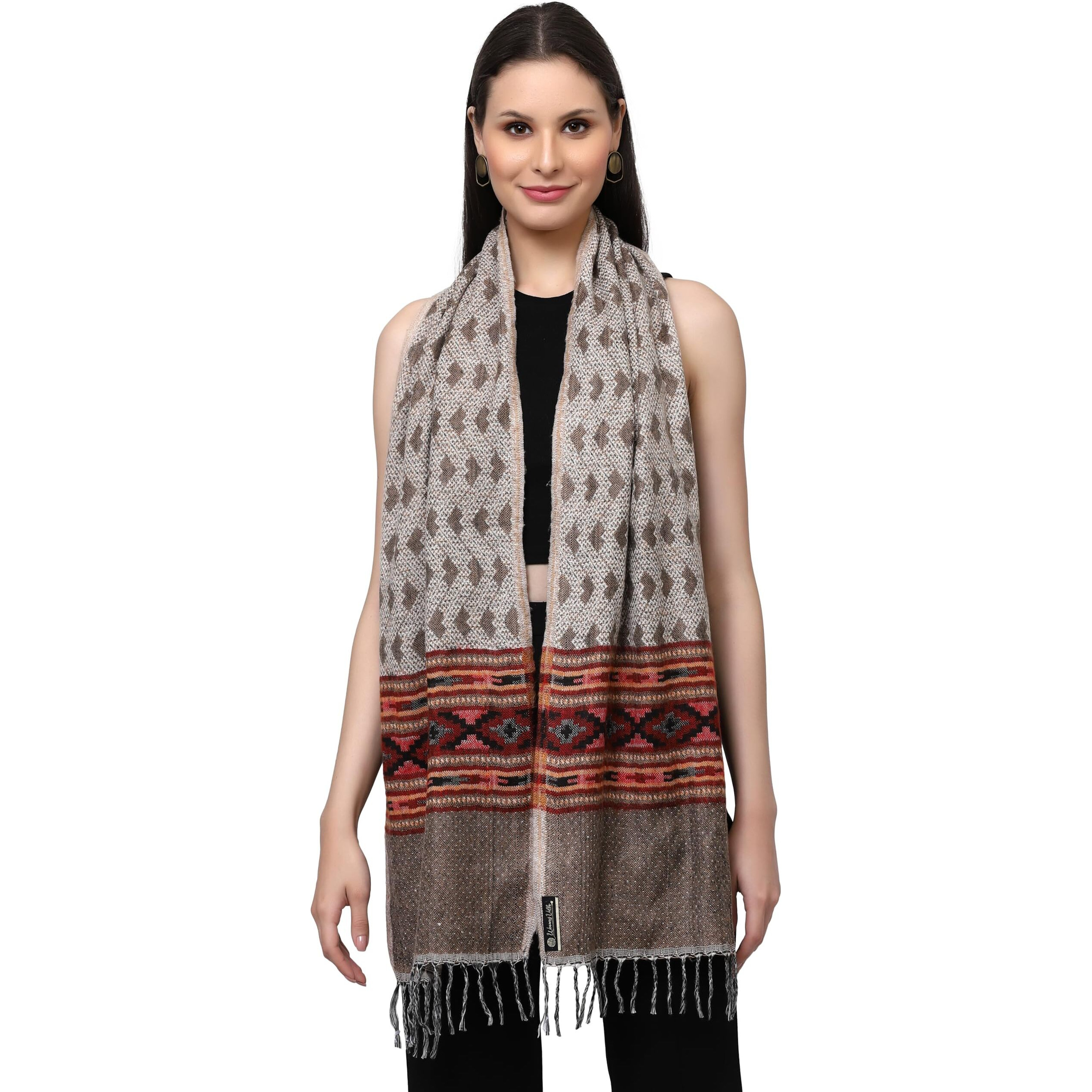Weavers Villa Acro Wool Women's Muffler (Mf-903, Size 34Cm X 200Cm)