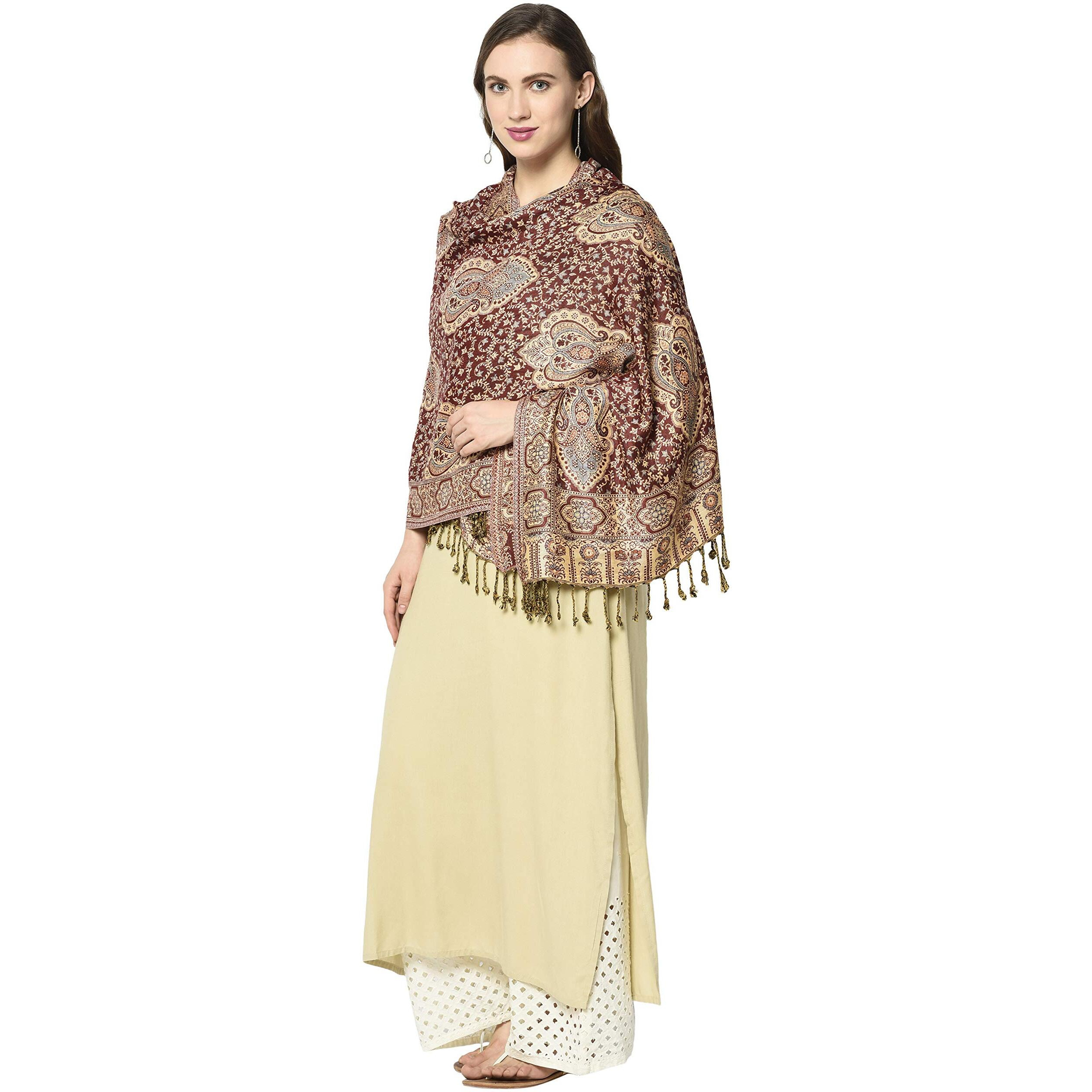 Weavers Villa 100% Soft Viscose Women's Scarf, Stoles, Scarves (Maroon), 70Cm X 200Cm