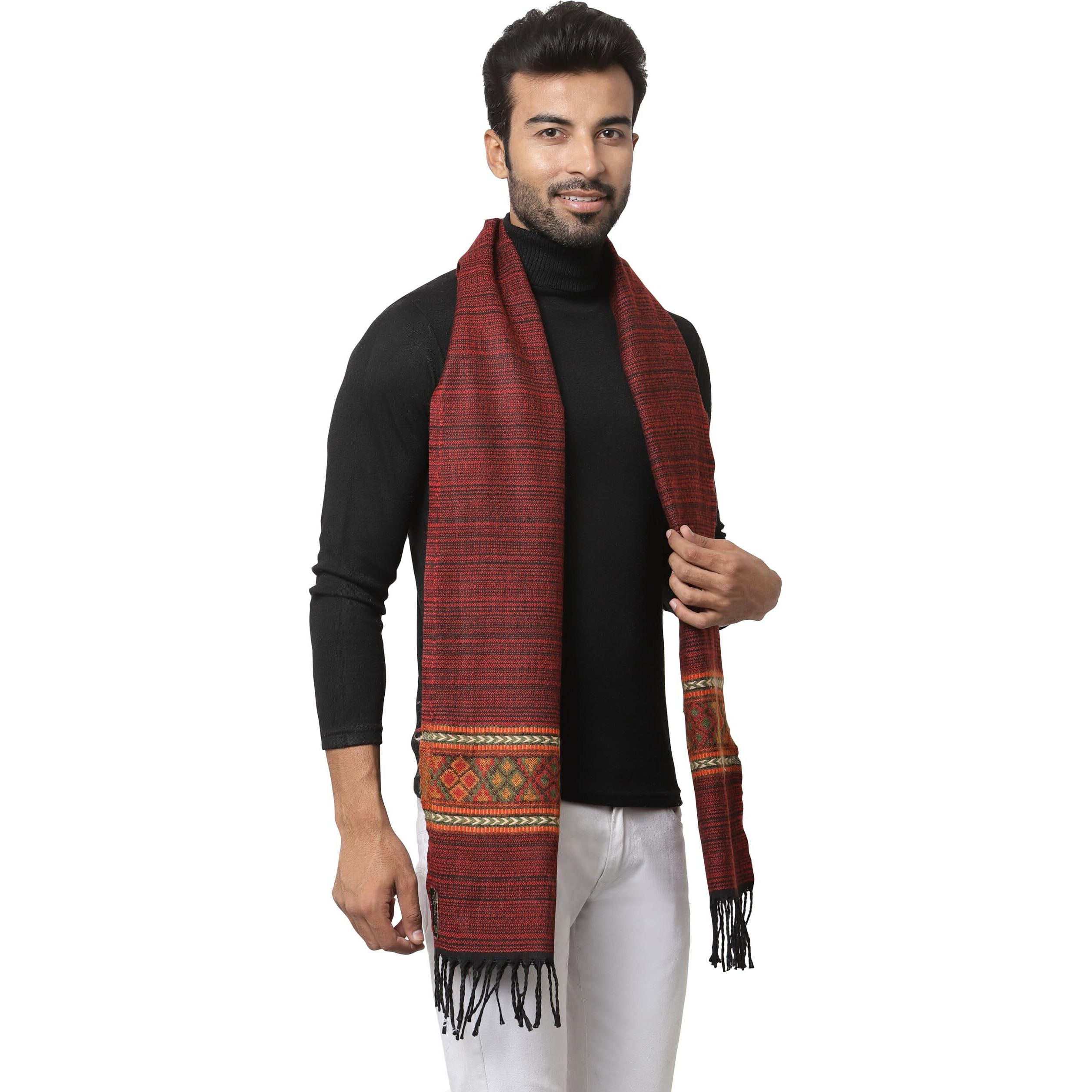 Weavers Villa Acro Wool Men's Muffler (Mf-901,Maroon, Size 34Cm X 200Cm)