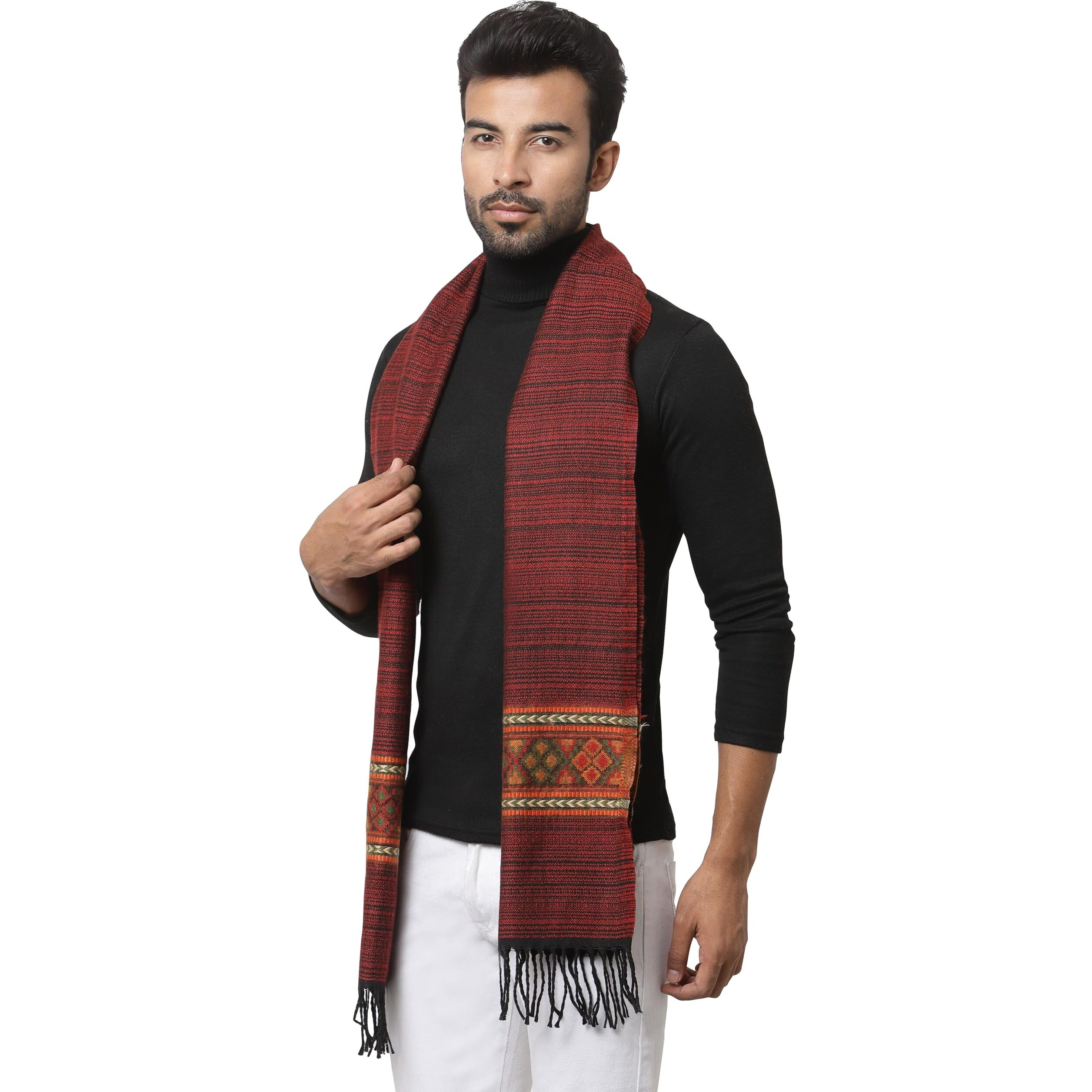 Weavers Villa Acro Wool Men's Muffler (Mf-901,Maroon, Size 34Cm X 200Cm)