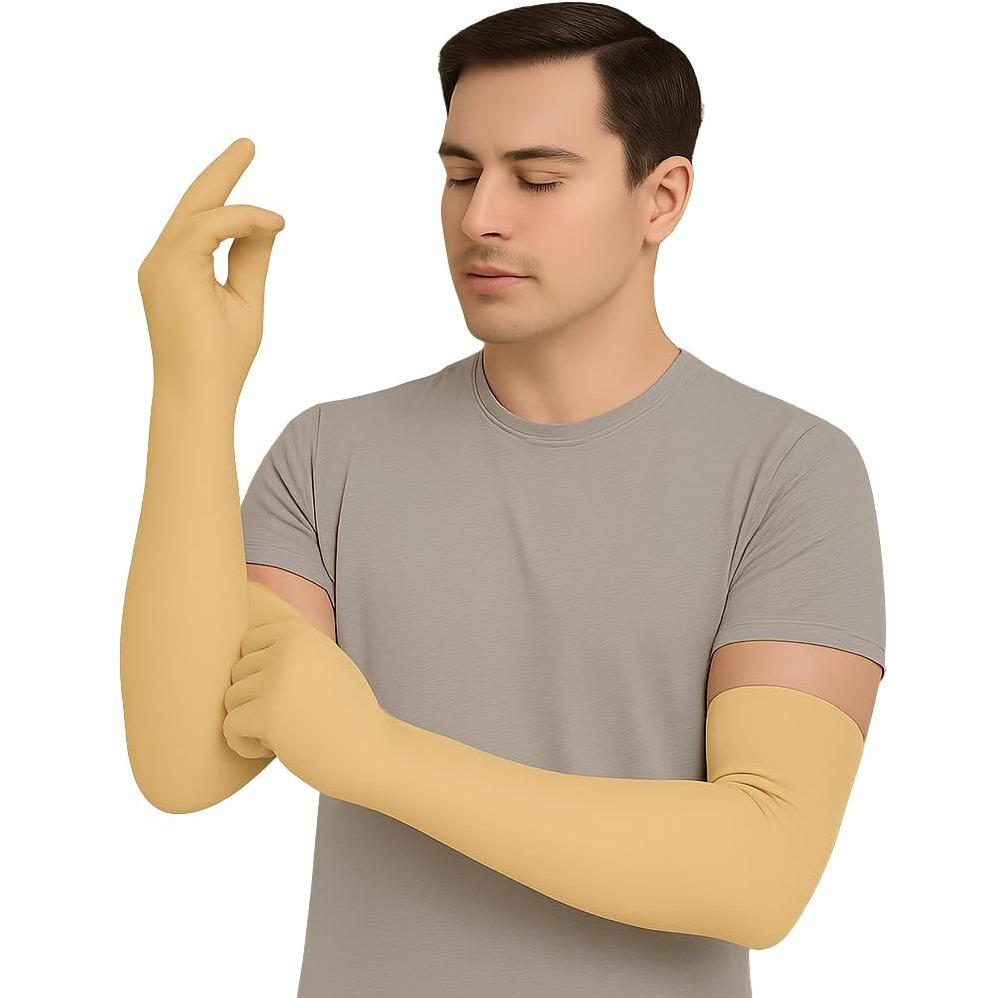 Weavers Villa Cotton Summer Glove For Men & Women | Anti-Slip Uv Protection Arm Hand Gloves | Outdoor Sun, Dust, Pollution Shield | Elastic Fit | Pack Of 4 Pairs (Beige)