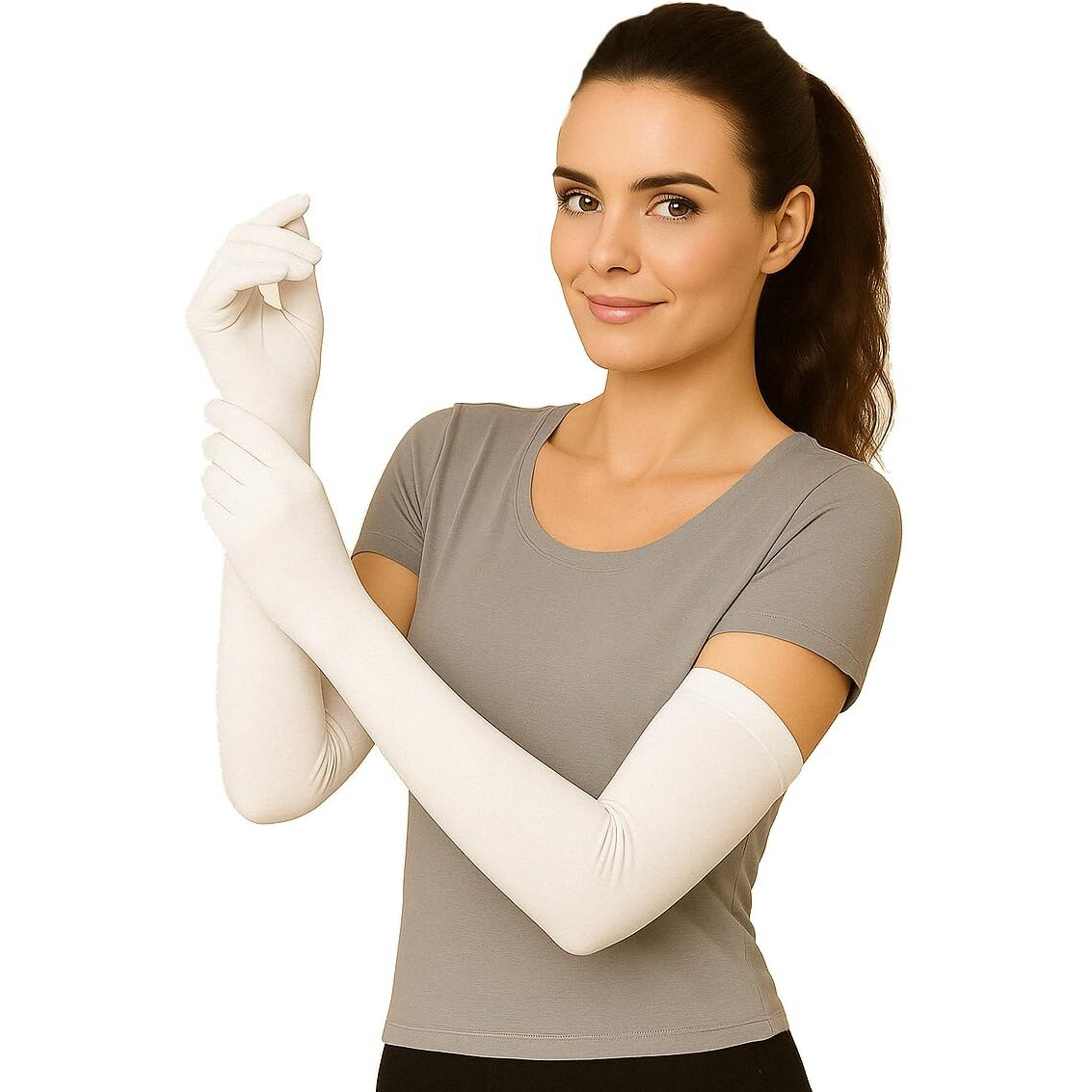 Weavers Villa Cotton Summer Glove For Men & Women | Anti-Slip Uv Protection Arm Hand Gloves | Outdoor Sun, Dust, Pollution Shield | Elastic Fit | Pack Of 4 Pairs (White)