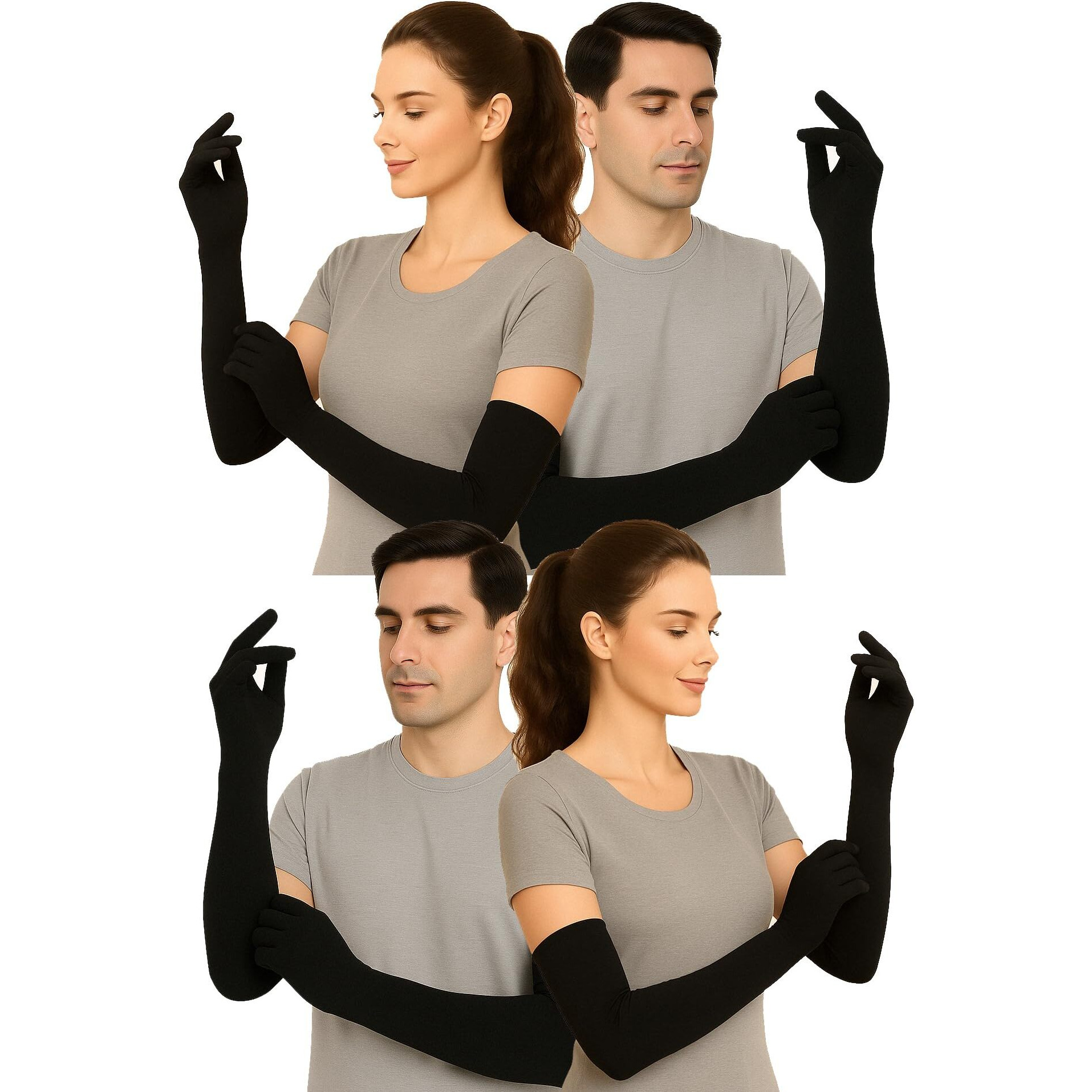 Weavers Villa Cotton Summer Glove For Men & Women | Anti-Slip Uv Protection Arm Hand Gloves | Outdoor Sun, Dust, Pollution Shield | Elastic Fit | Pack Of 4 Pairs (Black)