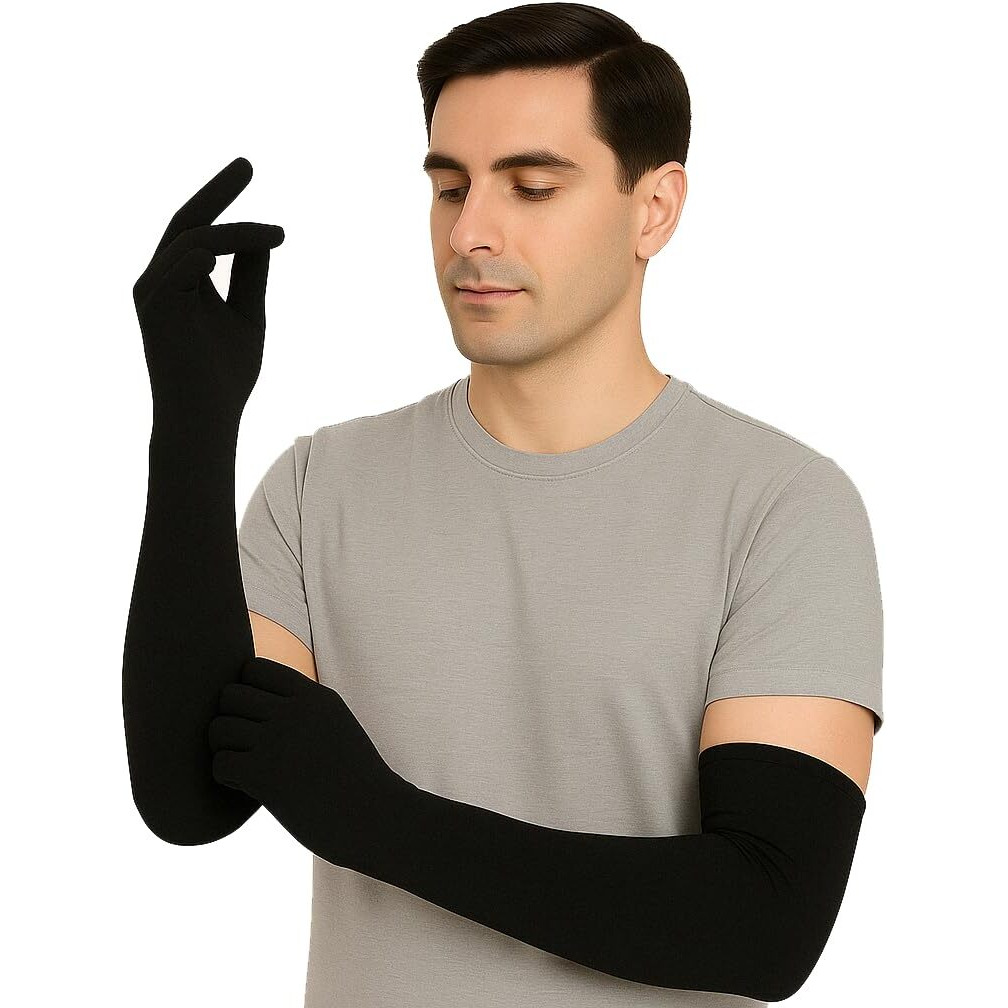 Weavers Villa Cotton Summer Glove For Men & Women | Anti-Slip Uv Protection Arm Hand Gloves | Outdoor Sun, Dust, Pollution Shield | Elastic Fit | Pack Of 4 Pairs (Black)
