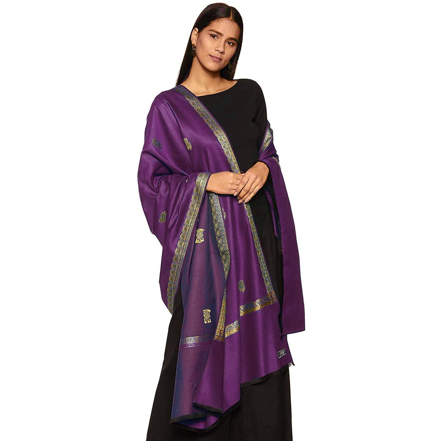 Weavers Villa - Women's Beautiful Maroon Shawls, Stoles (Purple), 100Cm X 200Cm