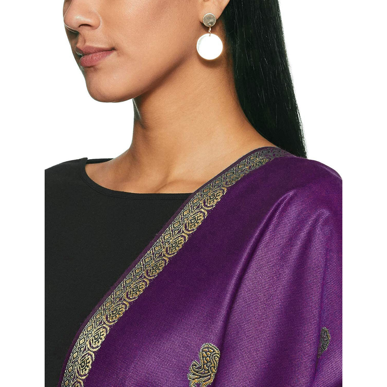 Weavers Villa - Women's Beautiful Maroon Shawls, Stoles (Purple), 100Cm X 200Cm