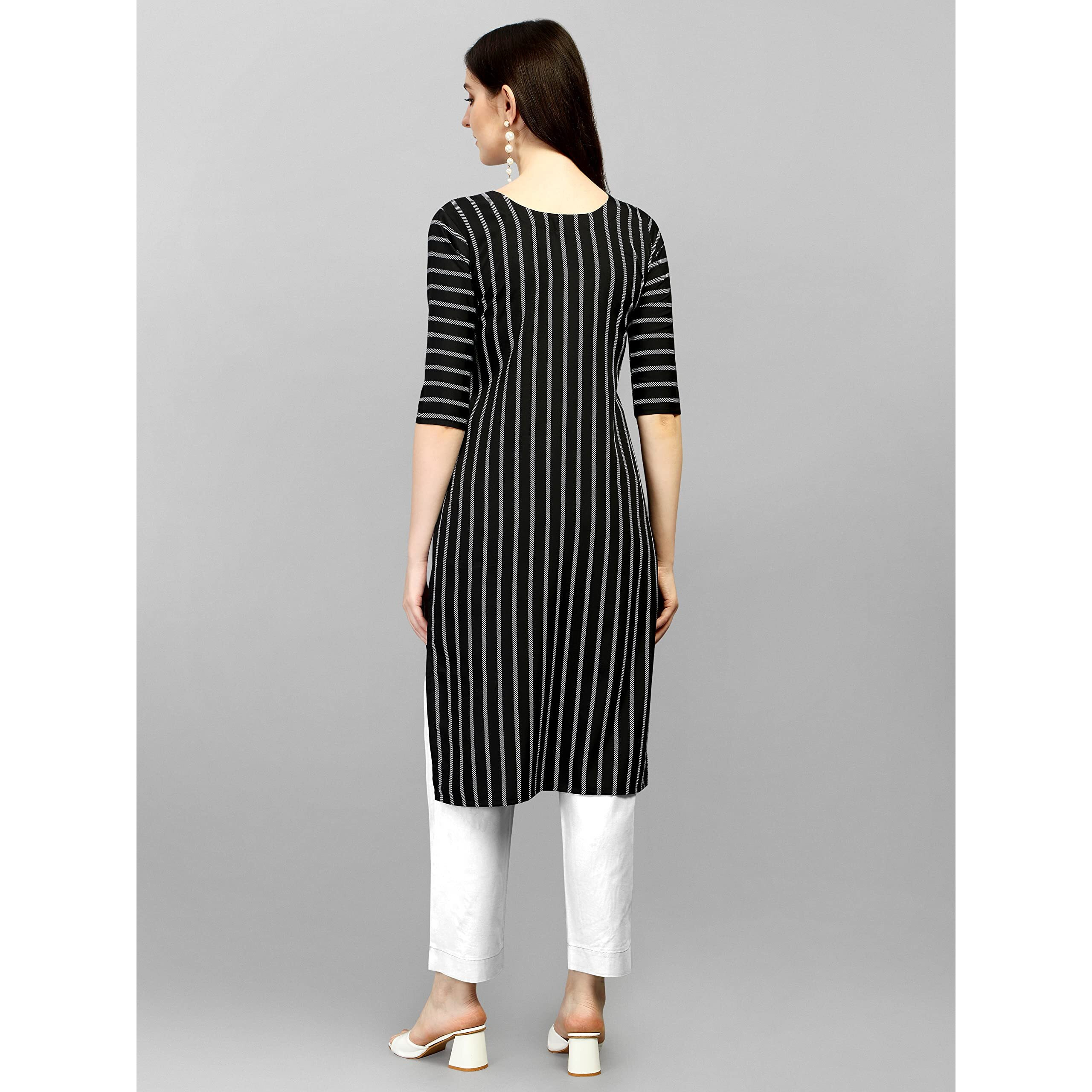 Wedani Women Crepe Printed Kurti (Krt481) (X-Large, Black)