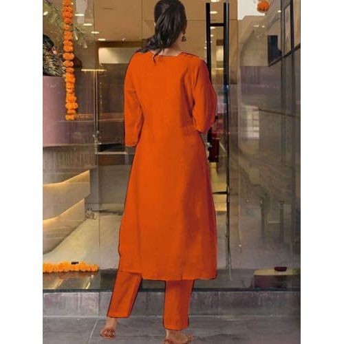 Wedani Chanderi Kurta Set For Women Orange