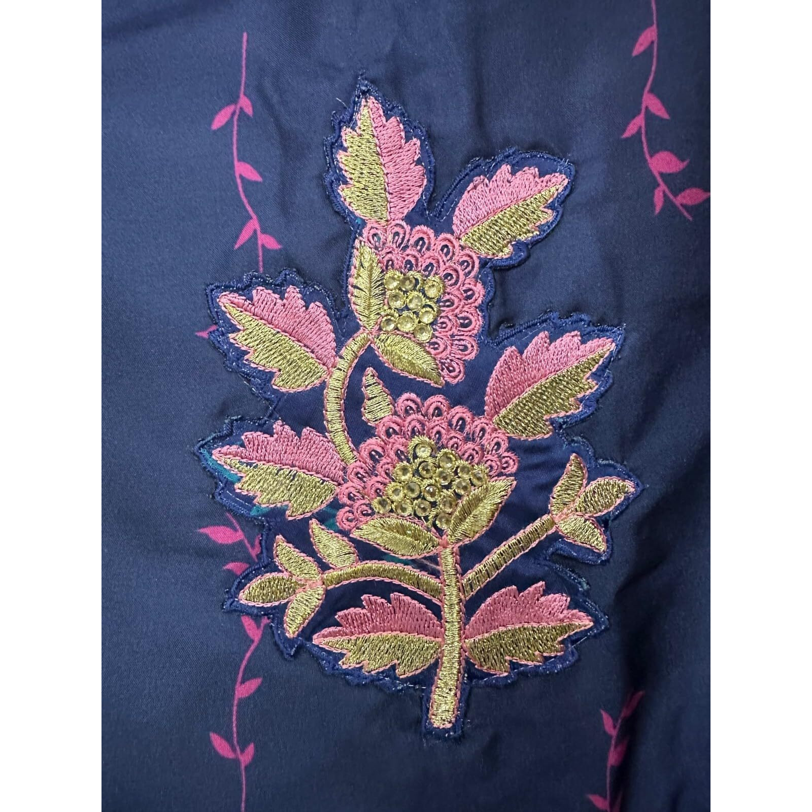 White Button New Digital Printed Art Silk Jacket Style Gown For Girls Maxi Dress (10-11 Years, Pink).