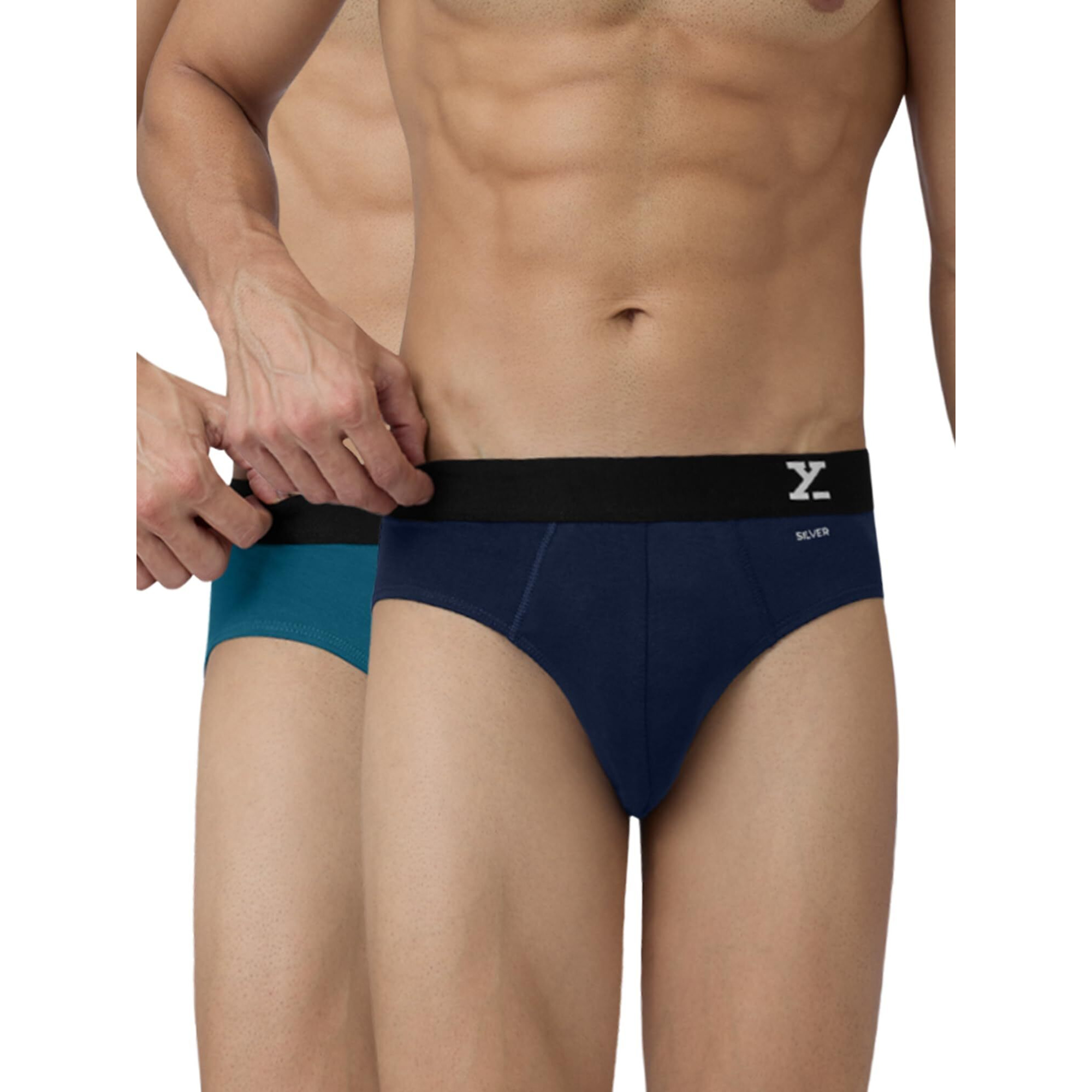 Xyxx Cotton Xybrf_R36_02 Relaxed Solid (Pack Of 2) (Aero Briefs For Men_Legion Blue + Black Iris_M)