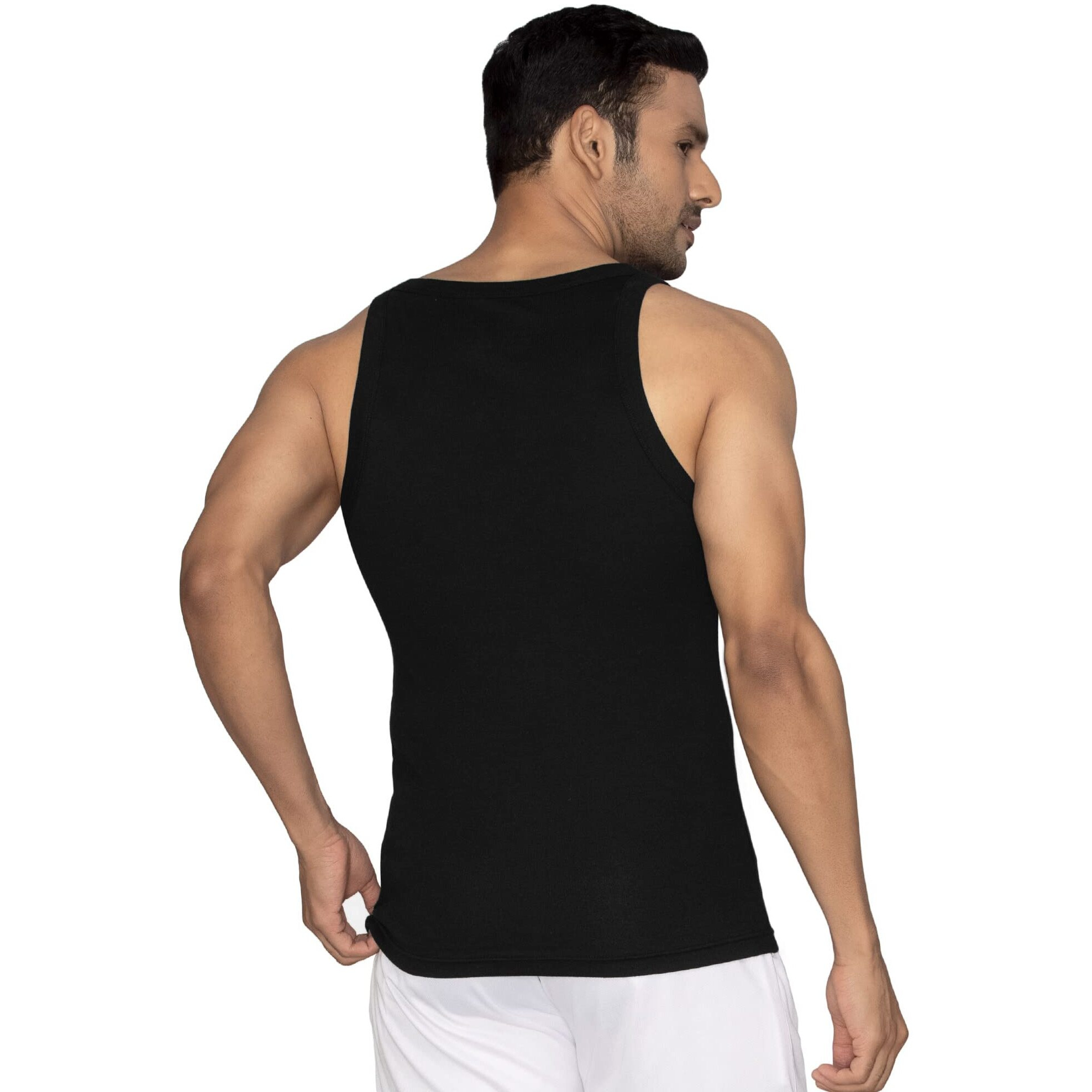 Xyxx Men Combed Cotton Vest, Regular Fit, Solid, Pack Of 2, Xygvest2Pckn09S, Ash Grey+Black Knight, S