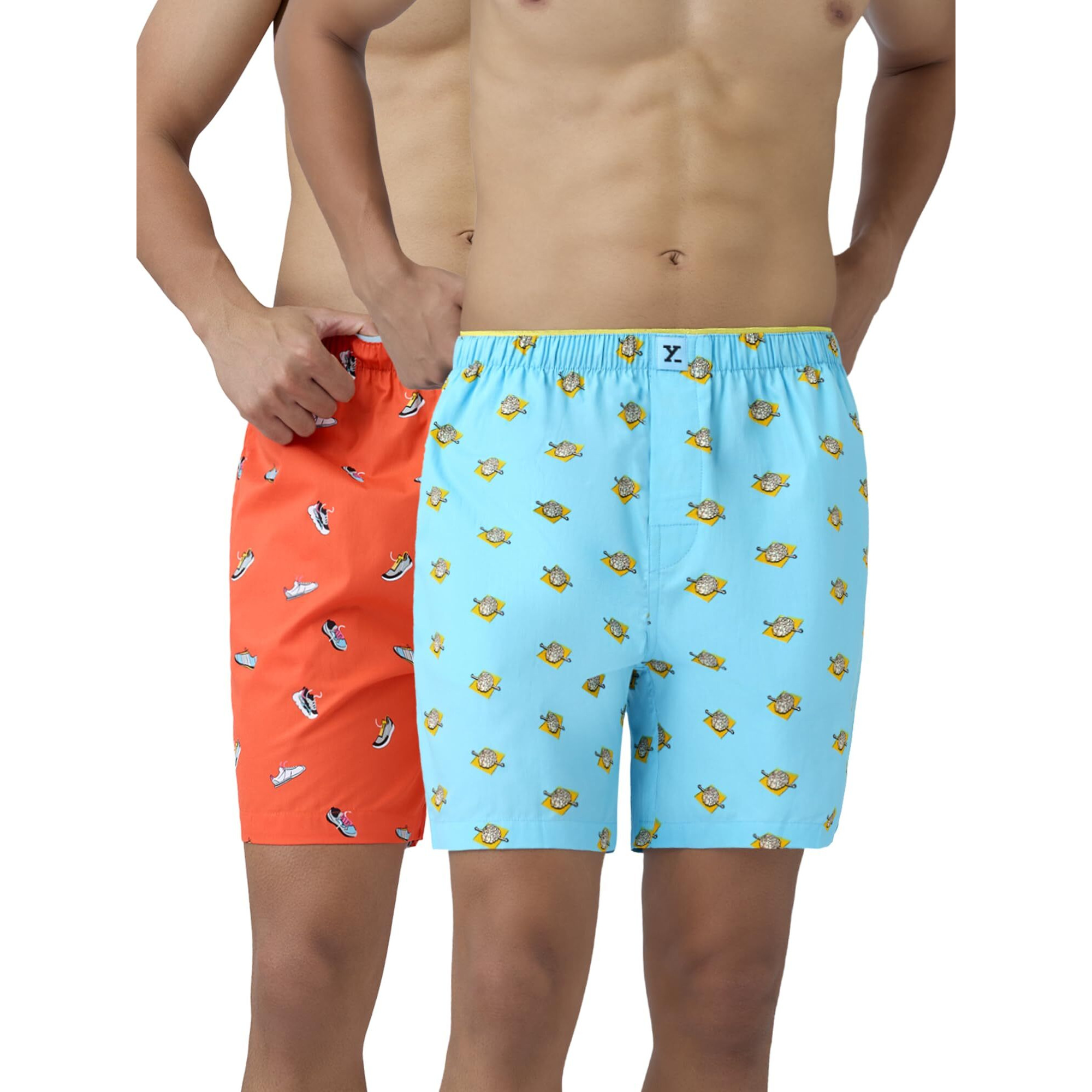 Xyxx Men's Super Combed Cotton Renew Boxers - High Moisture Absorbing Boxers For Men With Anti-Bacterial Silver Finish Pack Of 2 (M Shoes + Mental Health)