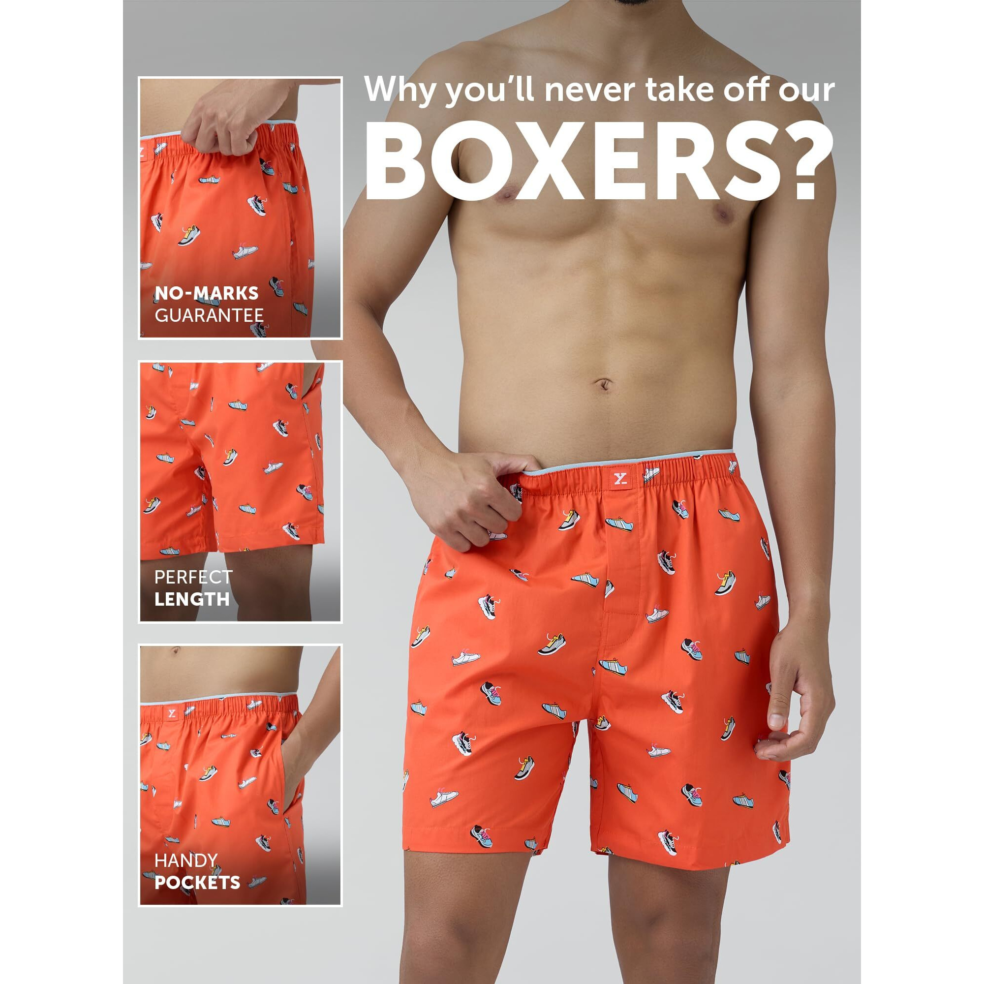 Xyxx Men's Super Combed Cotton Renew Boxers - High Moisture Absorbing Boxers For Men With Anti-Bacterial Silver Finish Pack Of 2 (M Shoes + Mental Health)