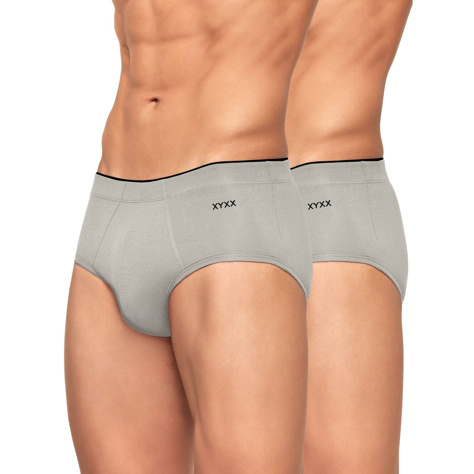 Xyxx Men's Underwear Uno Intellisoft Antimicrobial Micro Modal Brief Pack Of 2 (Heather Grey  Heather Grey S)