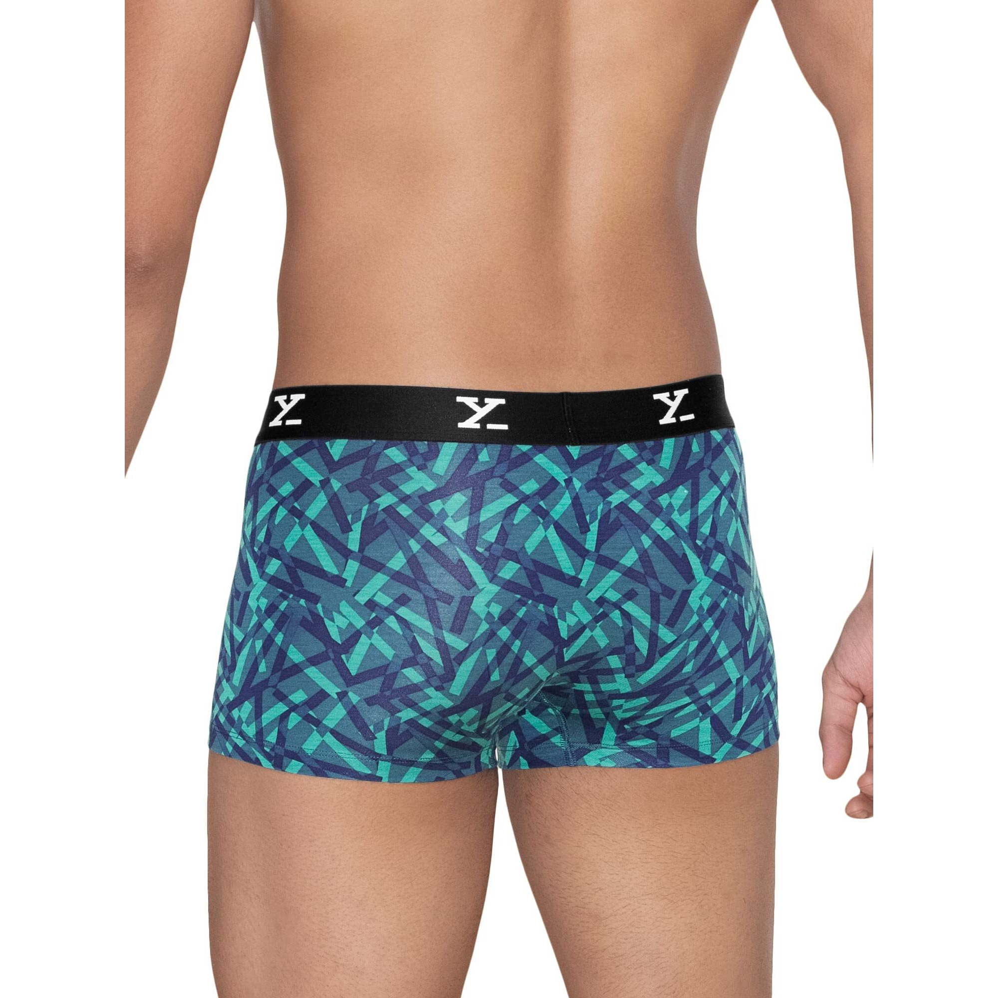 Xyxx Men Micro Modal Trunk, Slim Fit, Printed, Pack Of 1, Xytrnk138M, Aqua Strokes, M