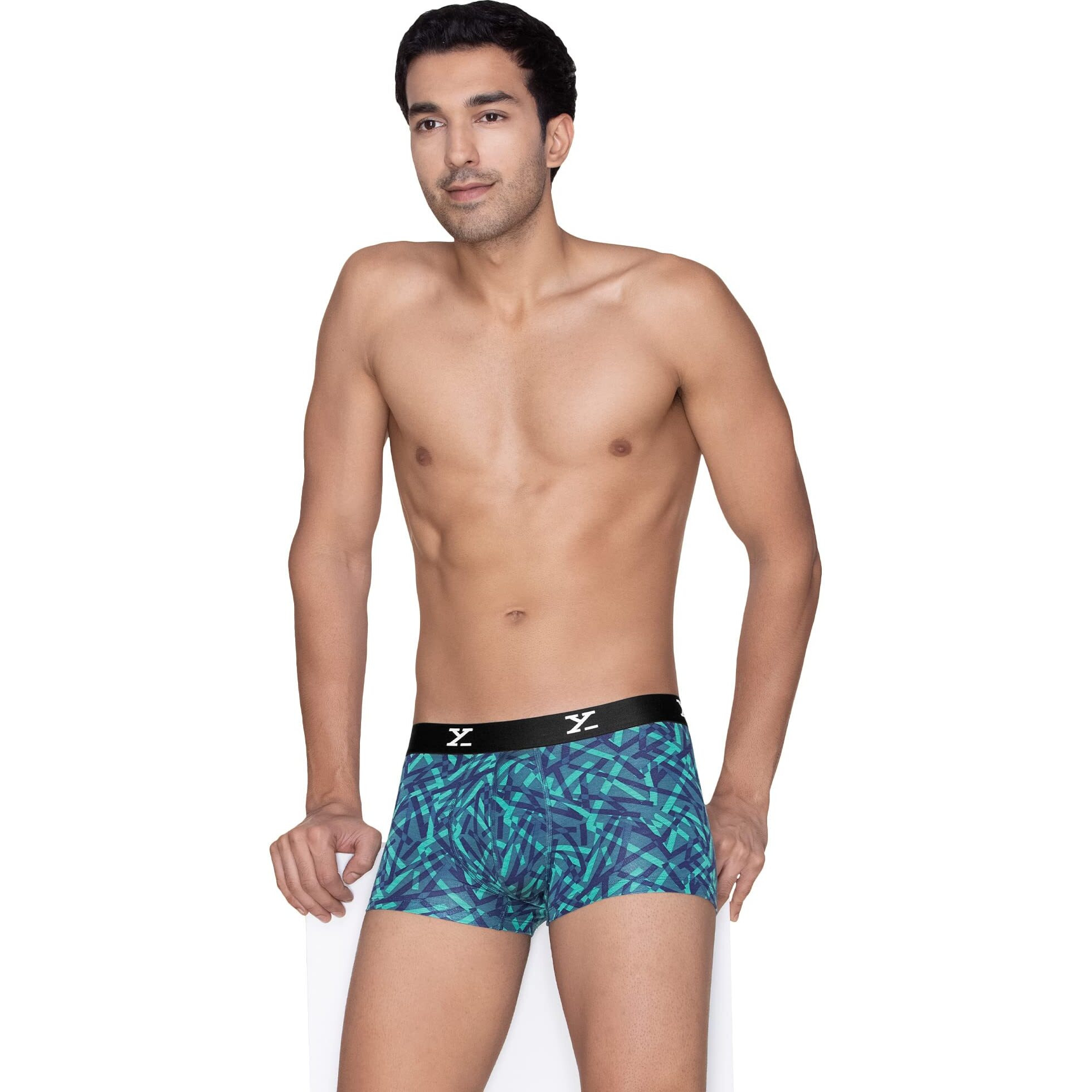 Xyxx Men Micro Modal Trunk, Slim Fit, Printed, Pack Of 1, Xytrnk138M, Aqua Strokes, M