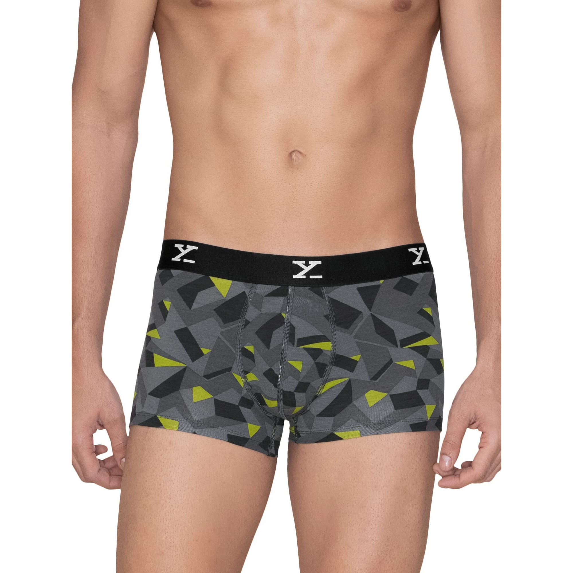 Xyxx Men Micro Modal Trunk, Slim Fit, Printed, Pack Of 2, Xytrnk2Pckn674Xxl, Prism Blue + Prism Grey, Xxl